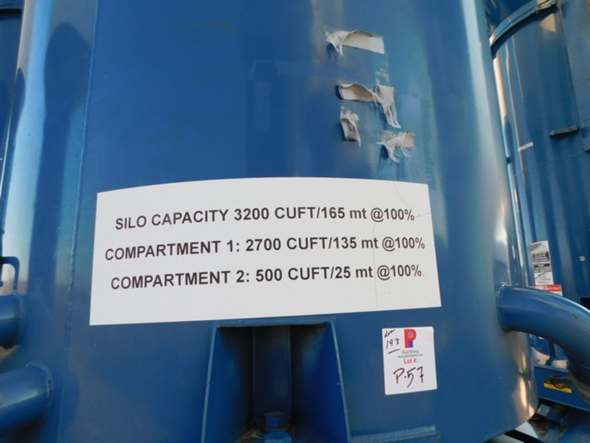 Located in YARD 5 - Mill Hall, PA - (P57) (FSS001) 180T 3200 CFT SILO, COMPARTM - Image 3 of 5