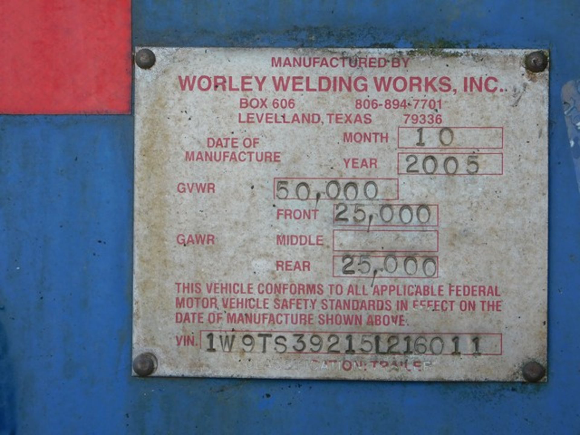 Located in YARD 5 - Mill Hall, PA - (P-32) (ATF-054) (X) 2005 WORLEY WELDING 5, - Image 7 of 7