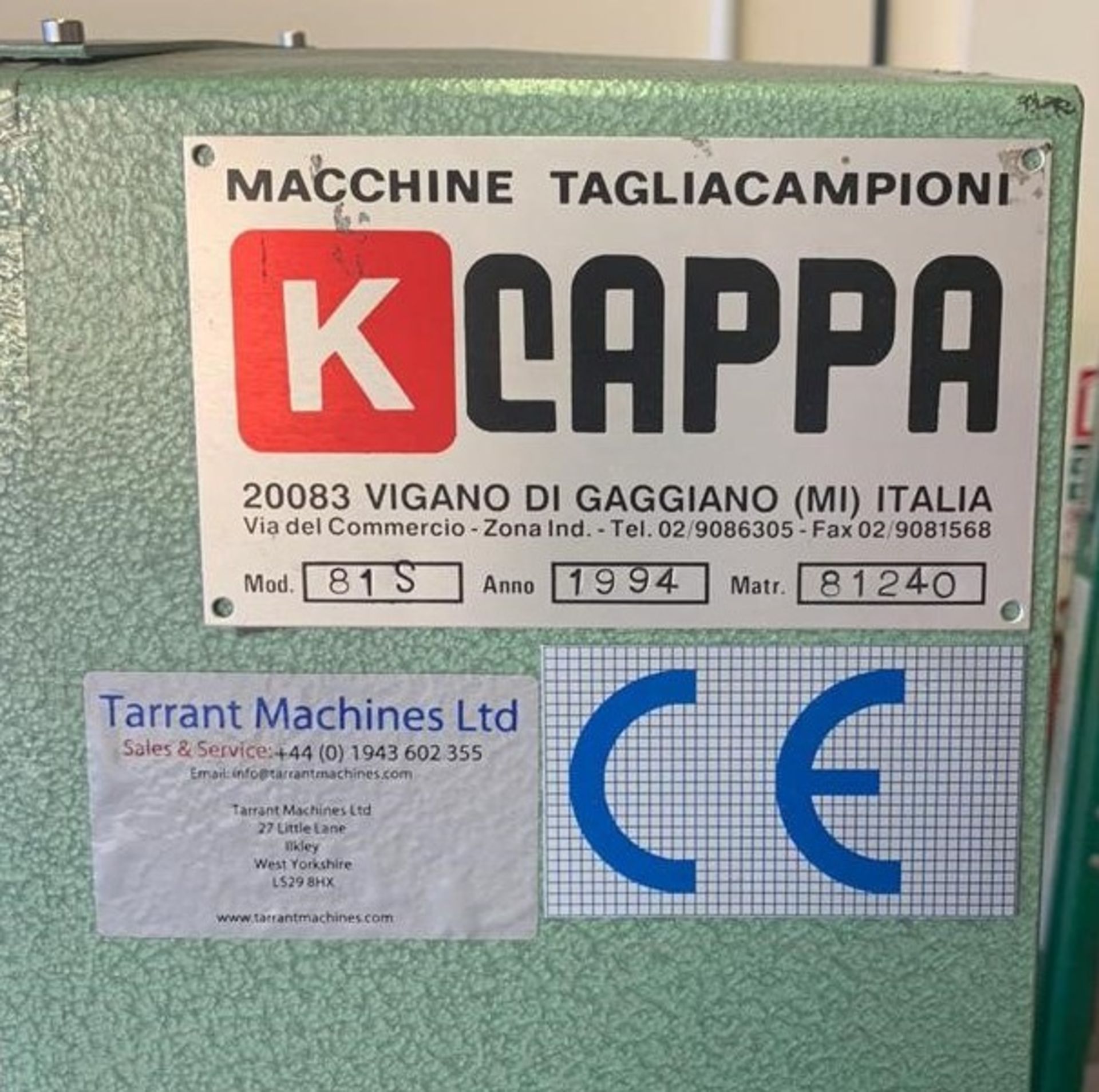 KCAPPA Textiles Cutting Machine, Model 81S, Serial Number: 81240 (Located Harlow – See General Notes - Image 2 of 3