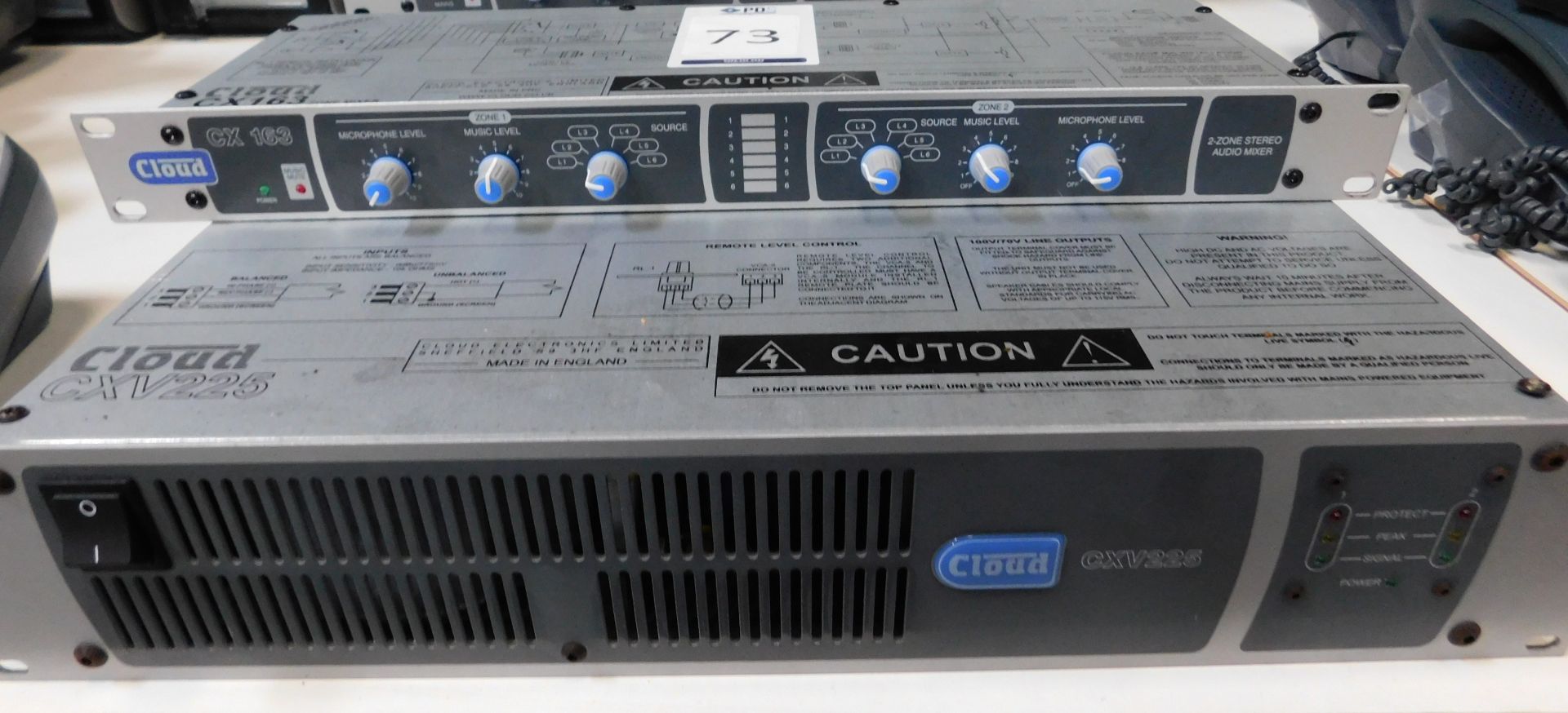 Cloud CX163 Zone Mixer with Cloud CXV225 500 Watt Stereo 100V Line Amplifier (Located Brentwood - - Image 2 of 2