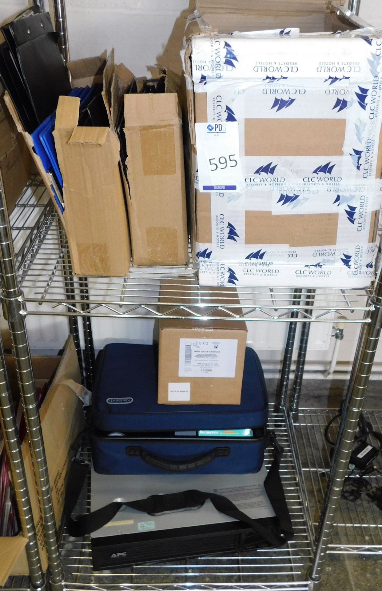 2 Shelves to Include APC Smart-UPS C1500 & Quantity of Stationery Items (Located Stockport - See