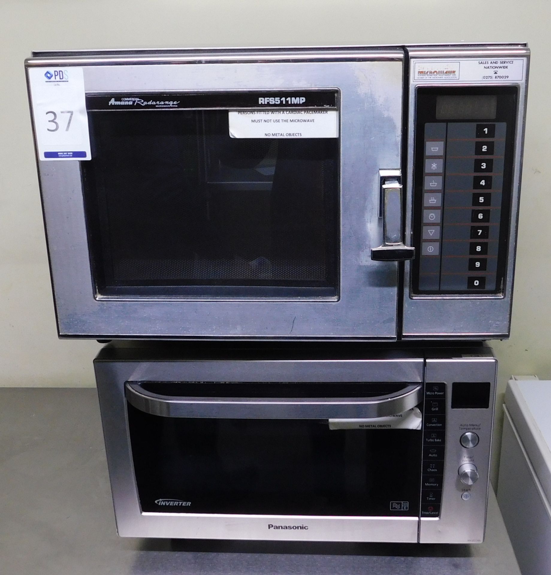 Panasonic NN-CF778S Commercial Microwave & an Amana Radarange Ditto (Location Bloomsbury - See