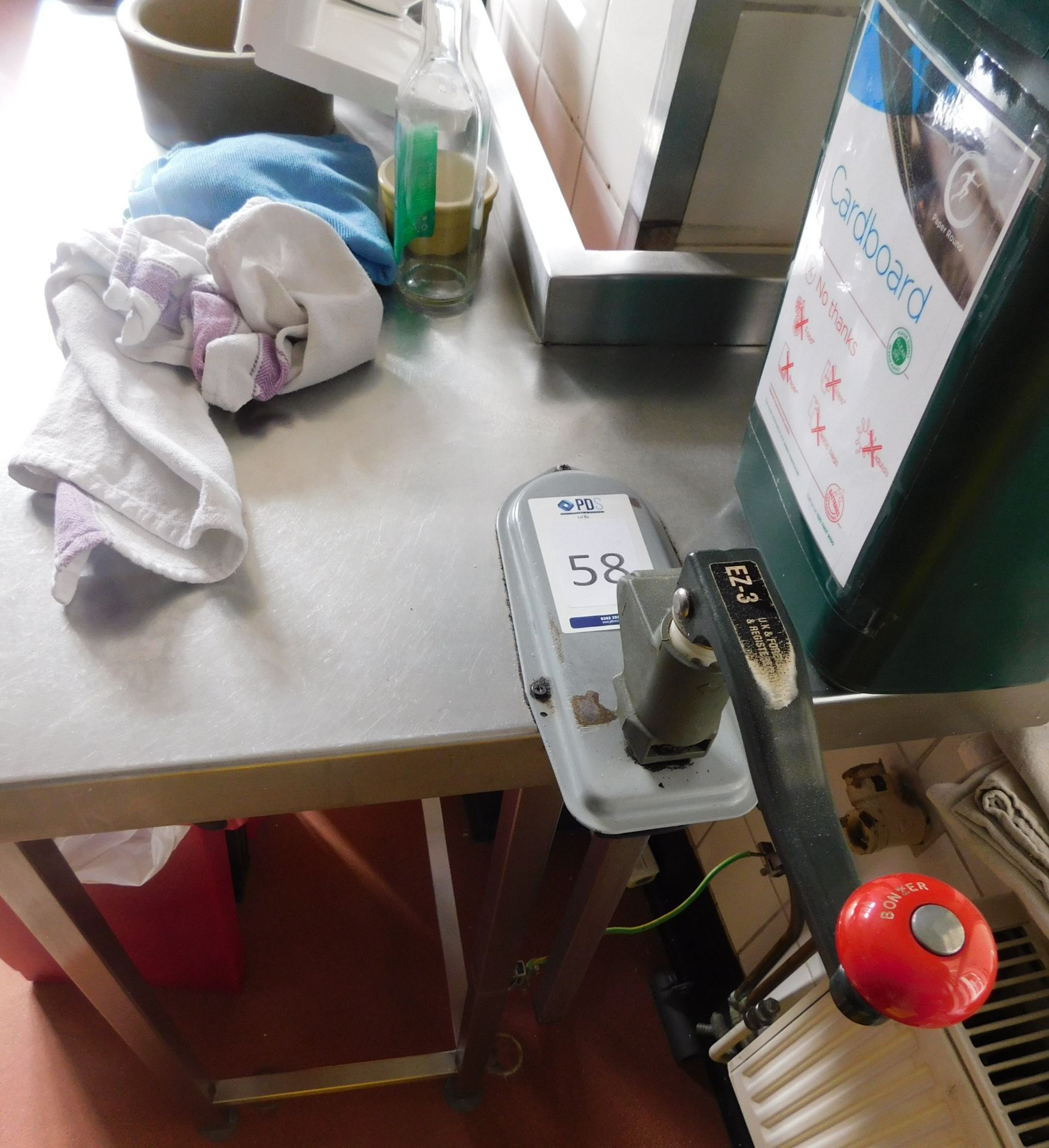 EZ-3 Can opener on Bespoke Small Preparation Table (Location Bloomsbury - See General Notes for More