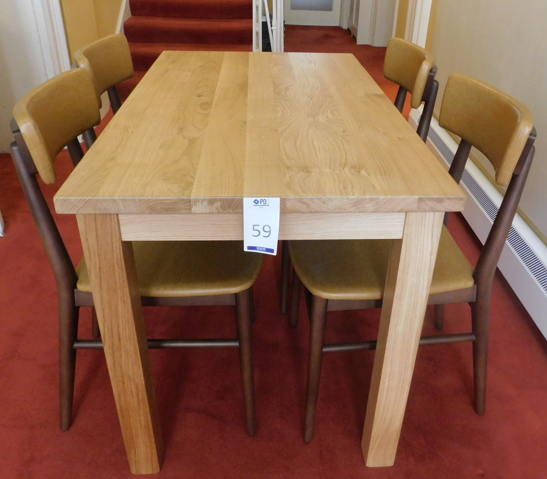 Medium Oak Rectangular Dining Table 120cm x 70cm., Square Supports & Four Zenga Beech Framed