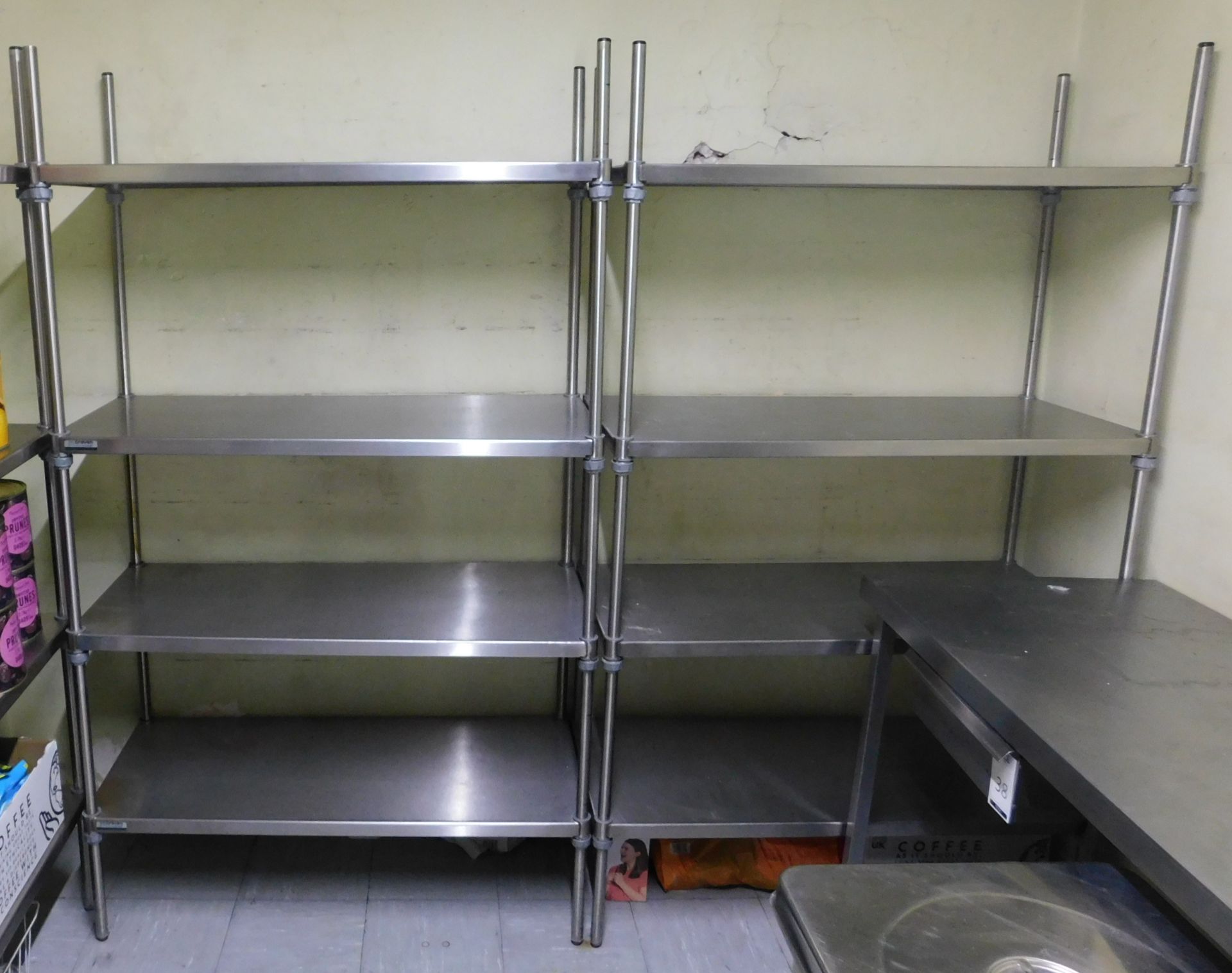 Five, 4-Tier Stainless Steel Light Weight Racking Shelf Units (Excluding Contents) (Location - Bild 2 aus 2