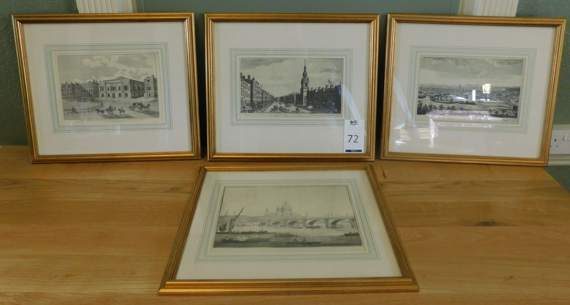 Set Of Four Framed & Mounted Reproduction Prints, London Landscape (Image 8” x 12”) (Location