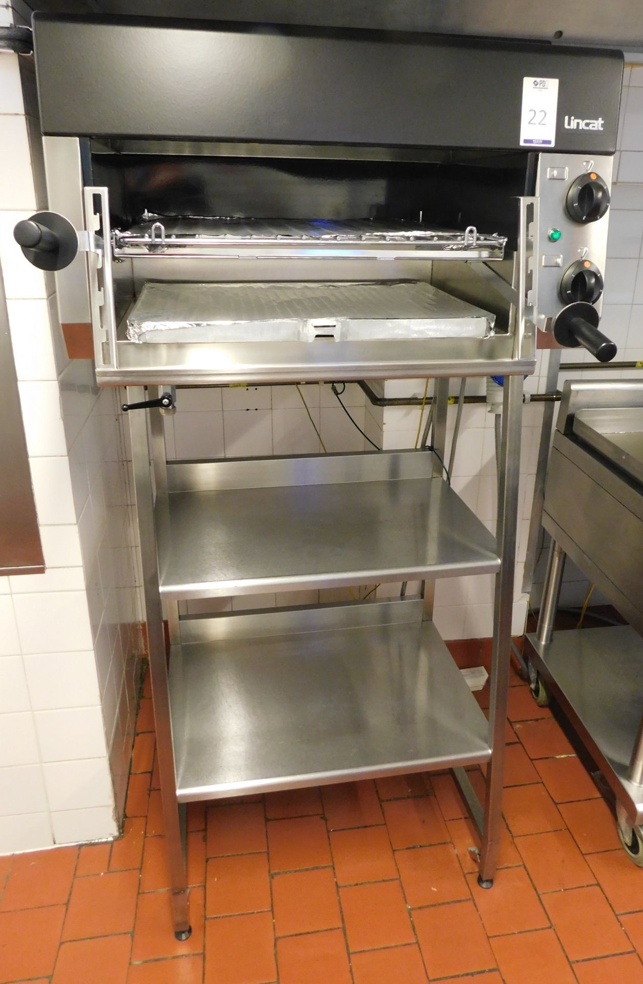 Lincat OE7303 Electric (3-Phase) Salamander Grill, Serial Number 21228155 on Stainless Steel Two