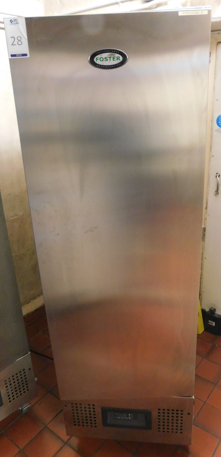 Foster FSL400H Stainless Steel Upright Refrigerator, Serial Number E5349785 (Location Bloomsbury -