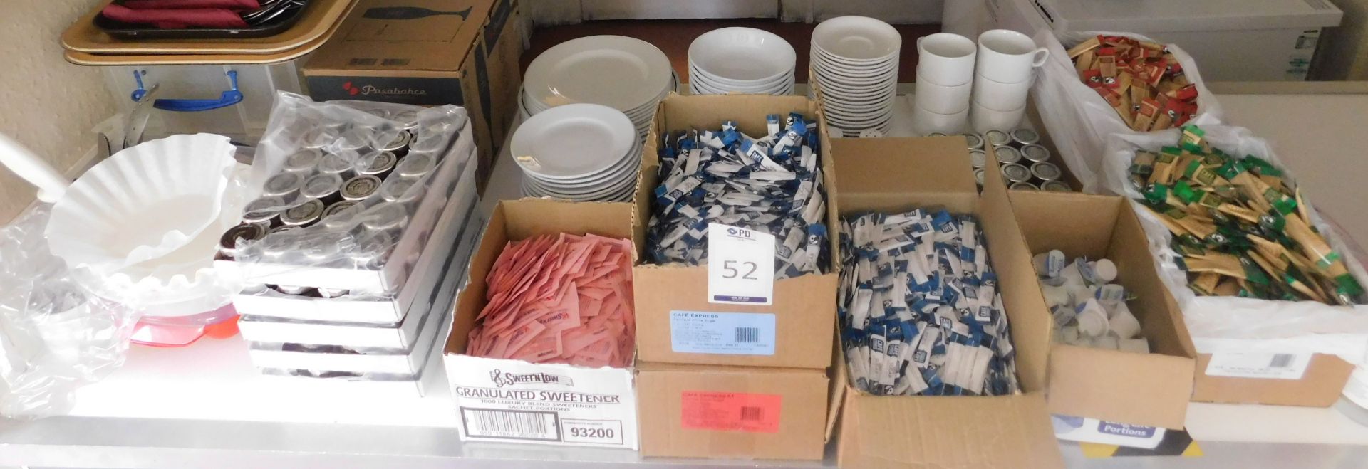 Coffee, Sugar, Brown Sugar Sachets, Marmalade Jars, Cups, Saucers, Cutlery etc (Location