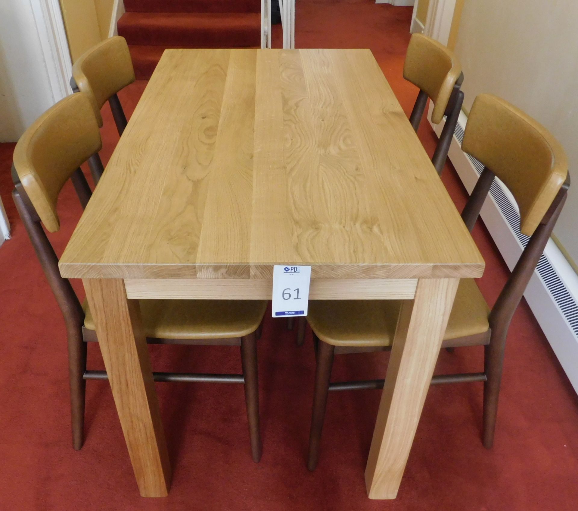 Medium Oak Rectangular Dining Table 120cm x 70cm., Square Supports & Four Zenga Beech Framed