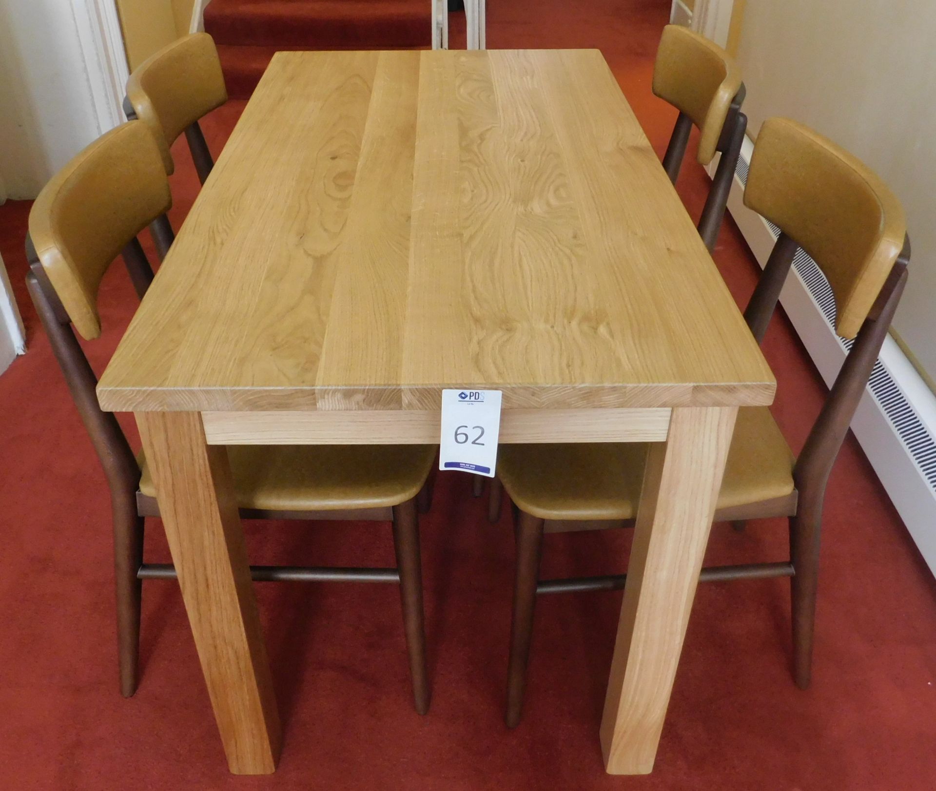 Medium Oak Rectangular Dining Table 120cm x 70cm., Square Supports & Four Zenga Beech Framed