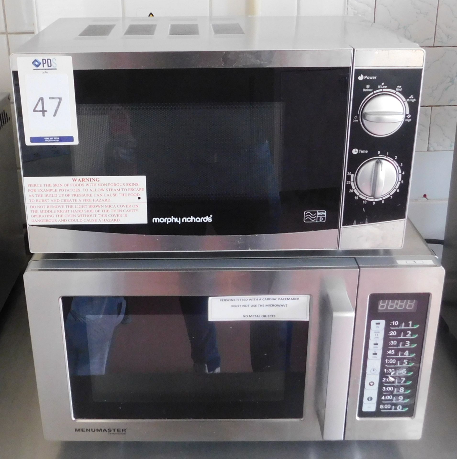 Morphy Richards Commercial Microwave & a Menumaster Ditto (Location Bloomsbury - See General Notes
