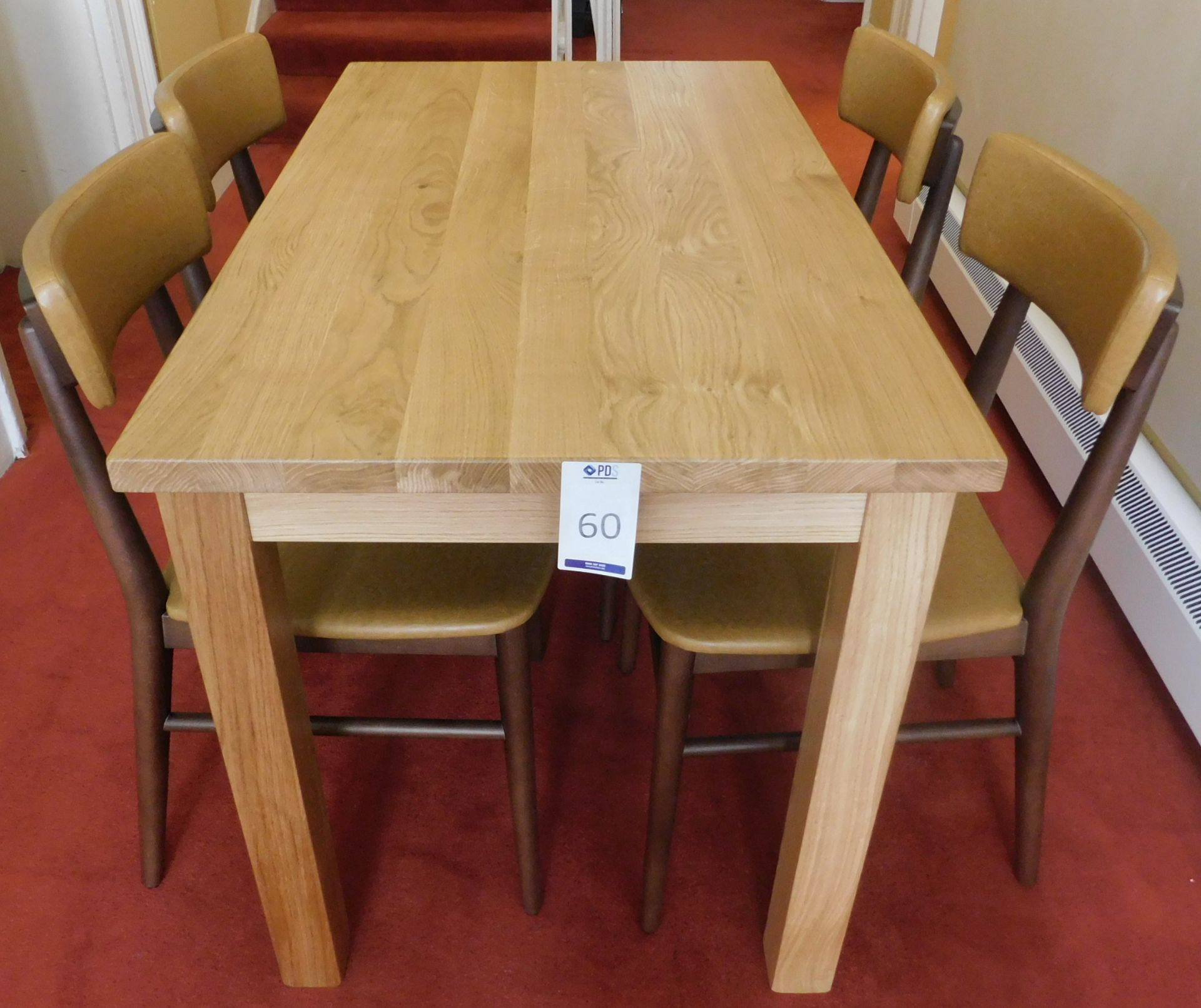 Medium Oak Rectangular Dining Table 120cm x 70cm., Square Supports & Four Zenga Beech Framed