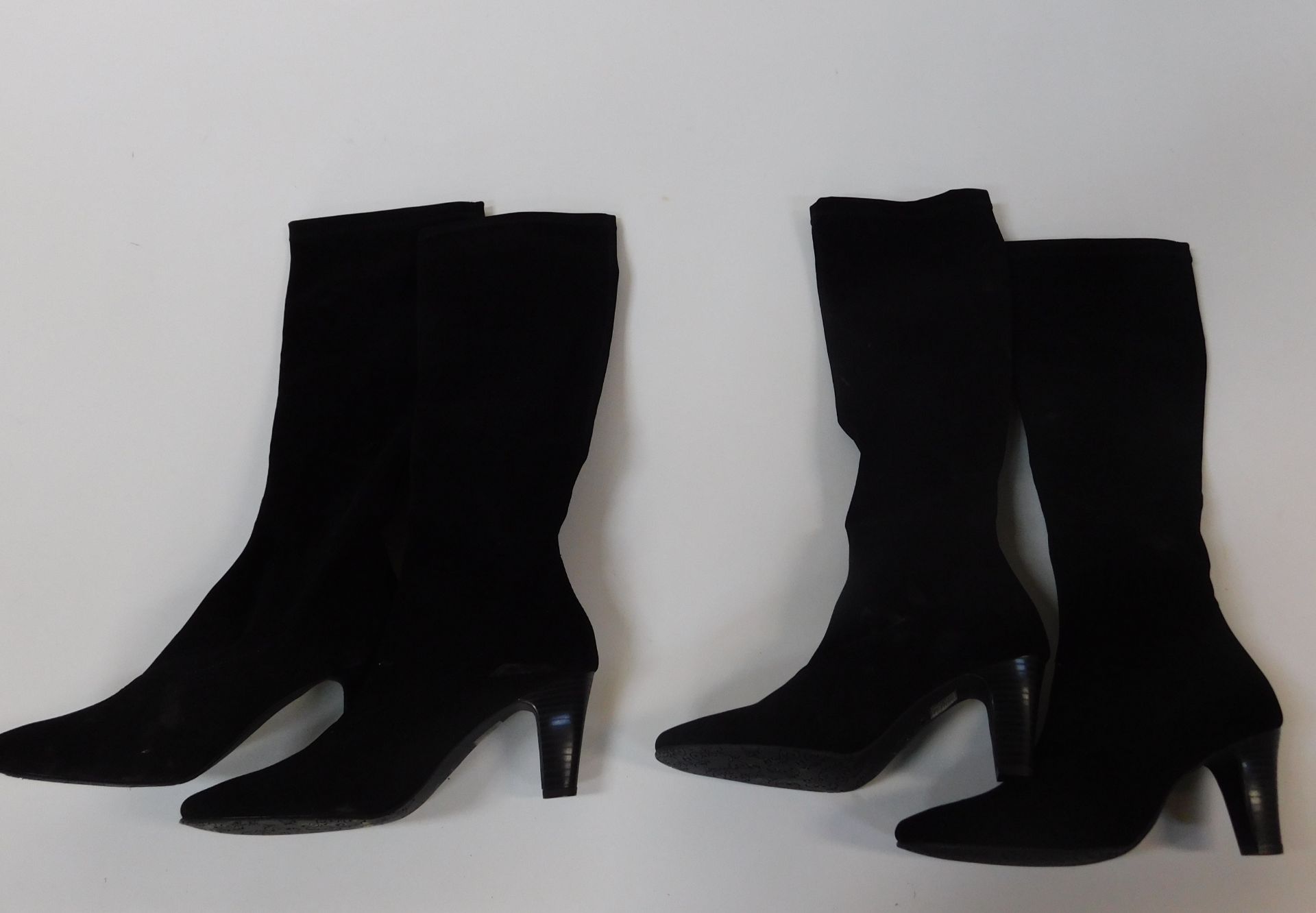Two Pairs of Black Licra H-Valera Ladies High Heels, Sizes 36.5 & 38 (Location: Brentwood - See - Image 2 of 2