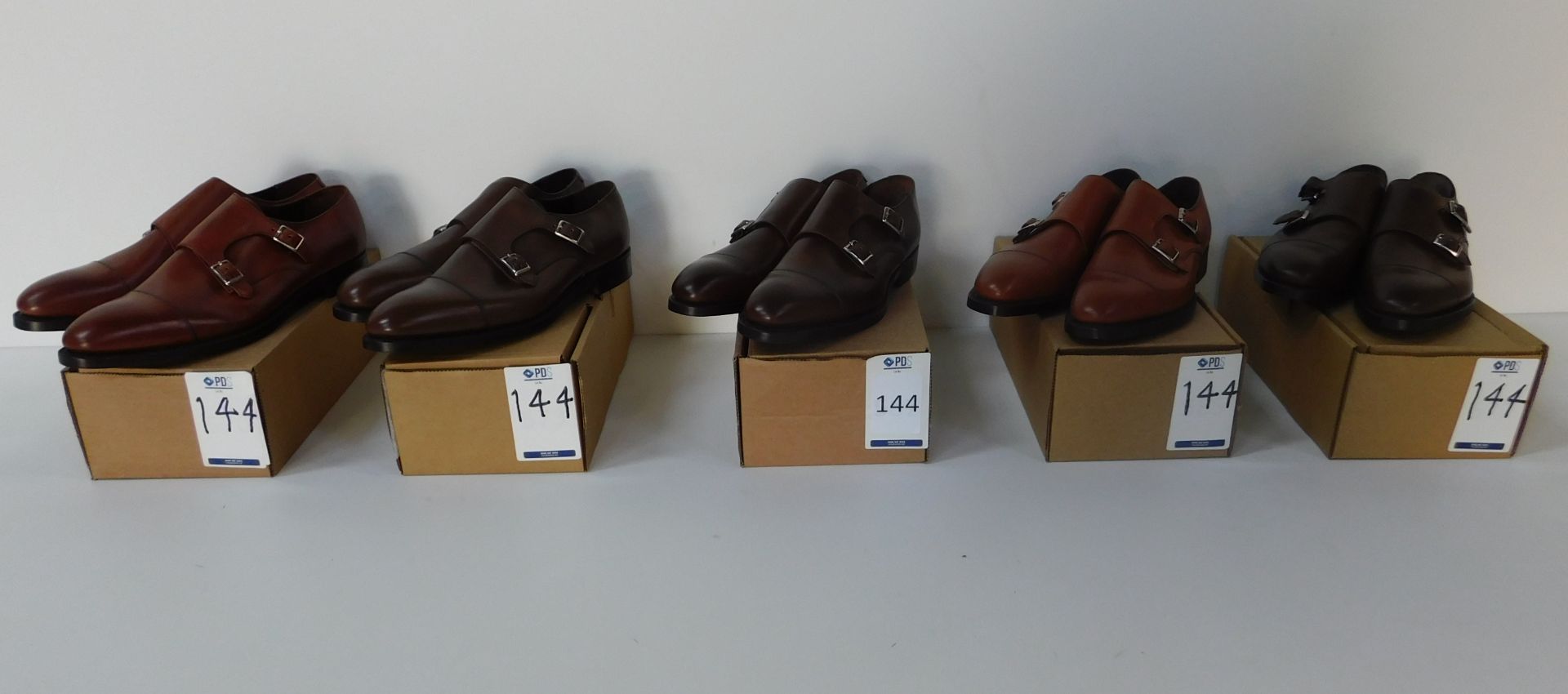 5 Pairs of Sid Mashburn Espresso Double Buckle Monk CAP Sizes 9, 9, 9.5, 12 & 13 (Slight Seconds) (