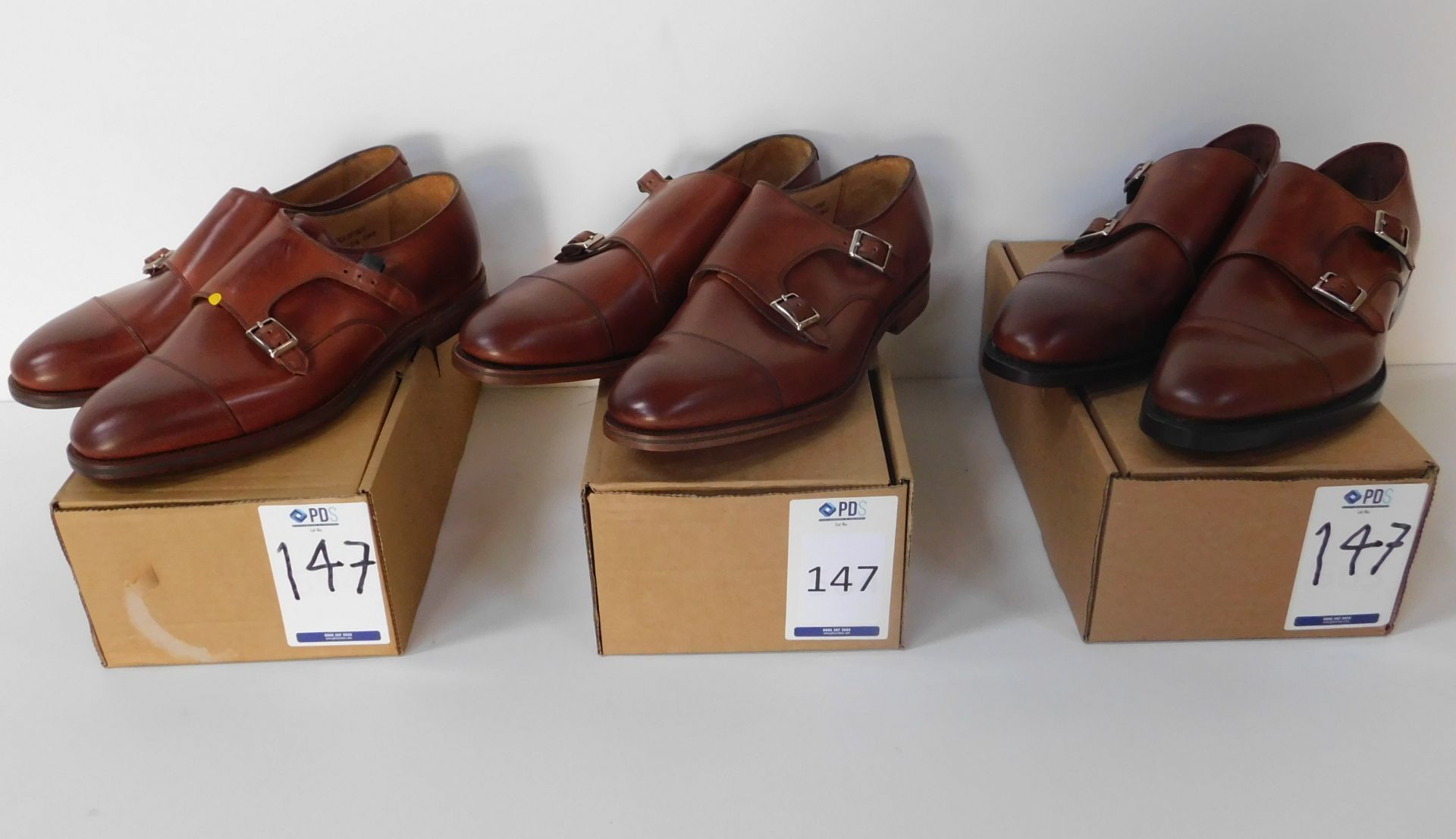 2 Pairs of Alfred Sargent Double Buckle Monk CAP Size 11.5 Alfred & Sargent Autumn Brown Double