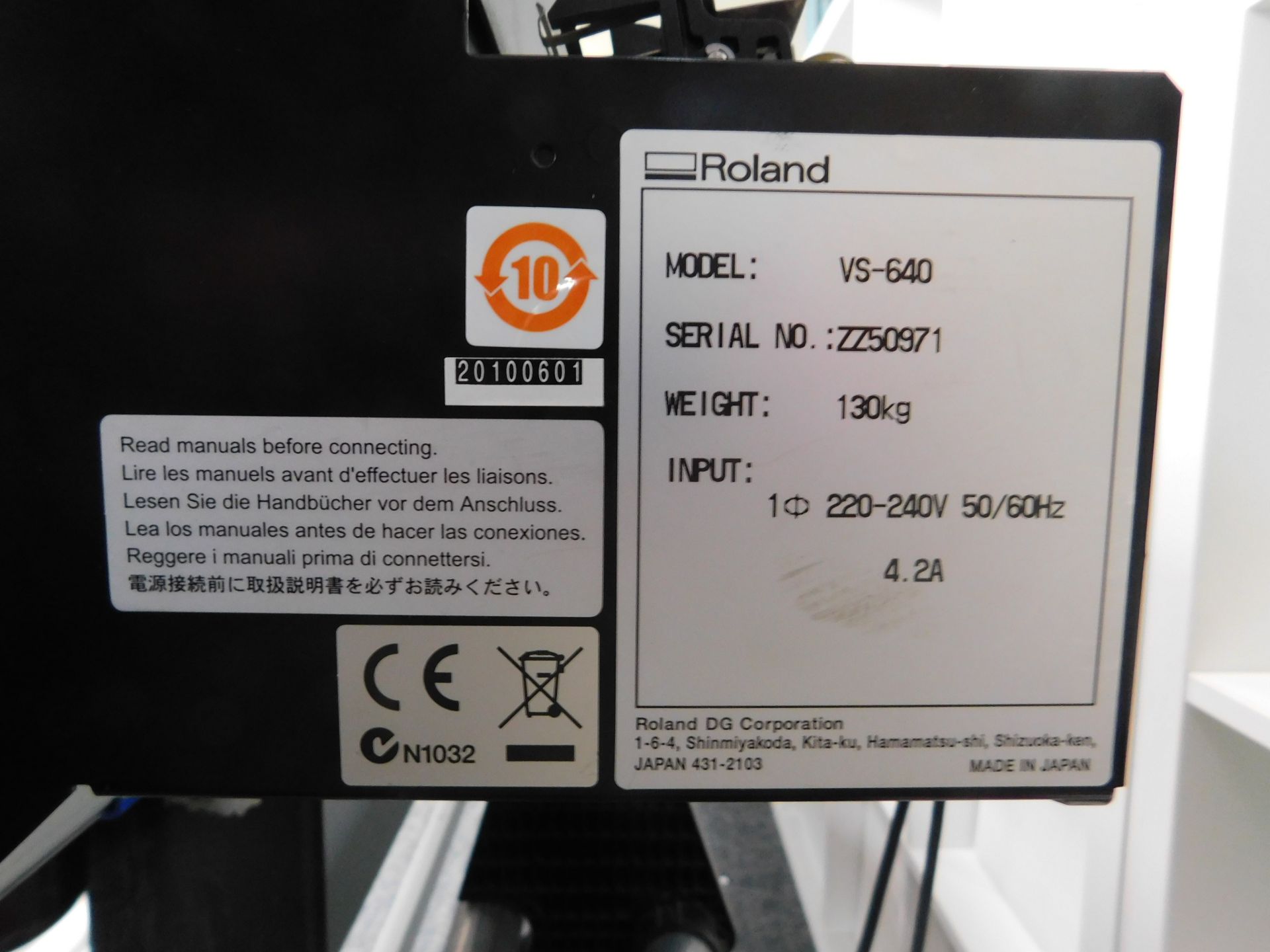Roland VersaCamm VS640 Wide Format Printer/Cutter Serial Number ZZ50971 (Location: Hatfield - See - Image 3 of 3