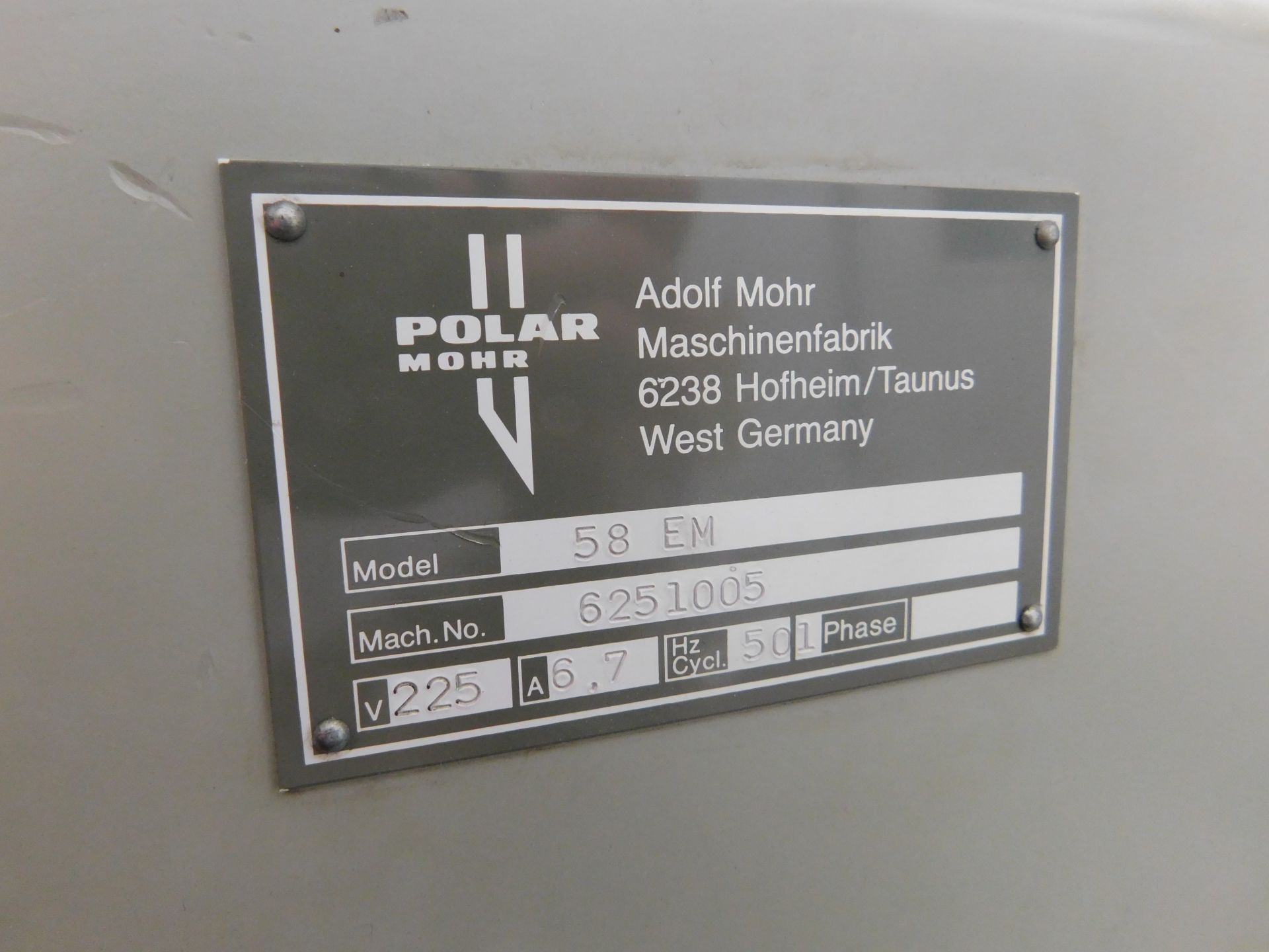 Polar Mohr Model 58 Guillotine Serial Number 6251005, Single Phase (Location: Hatfield - See General - Image 2 of 2