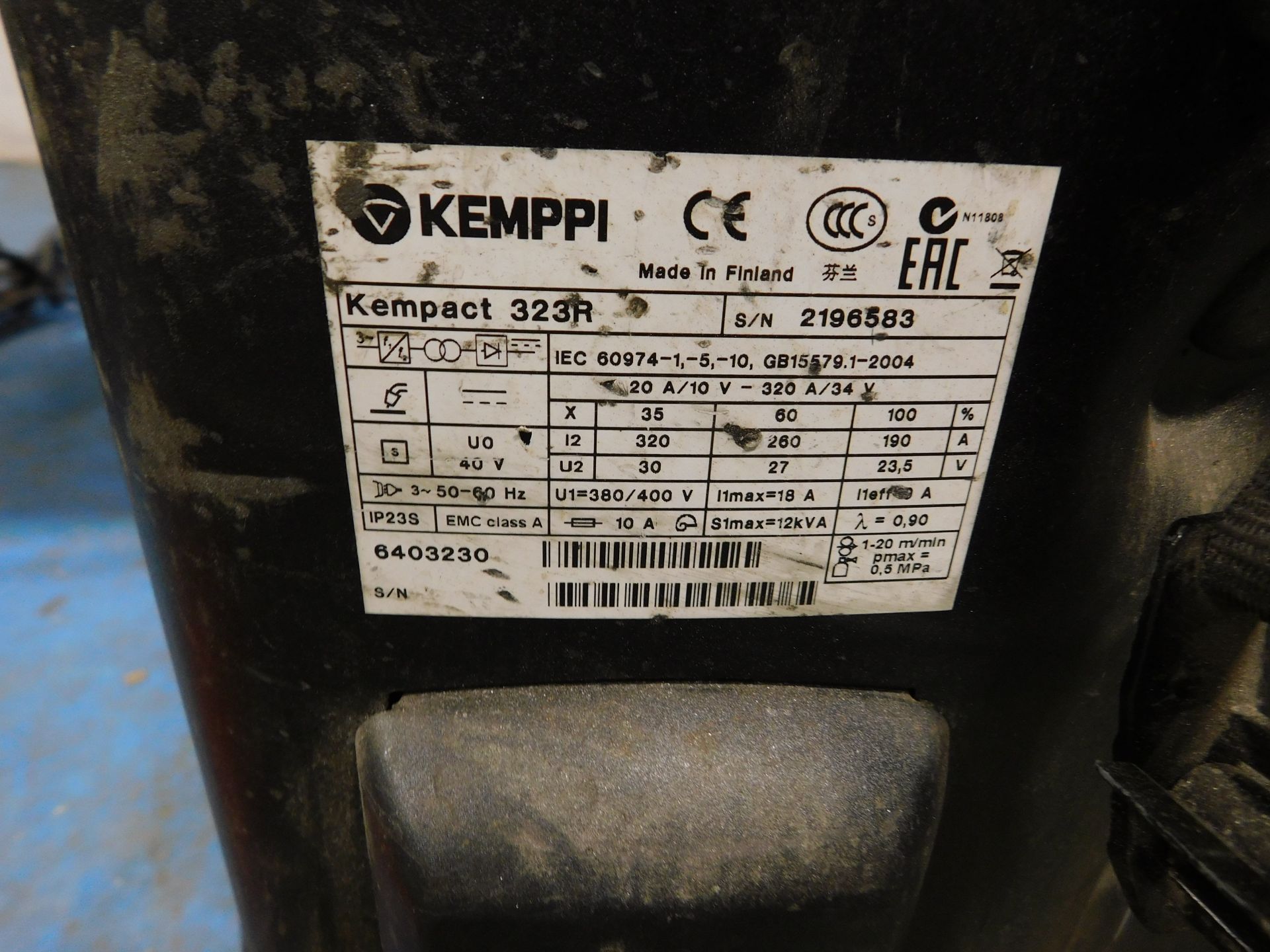 Kemppi Kempact 323R Compact MIG Welder, Serial Number: 2196583 (Location: Kettering - See General - Image 4 of 4