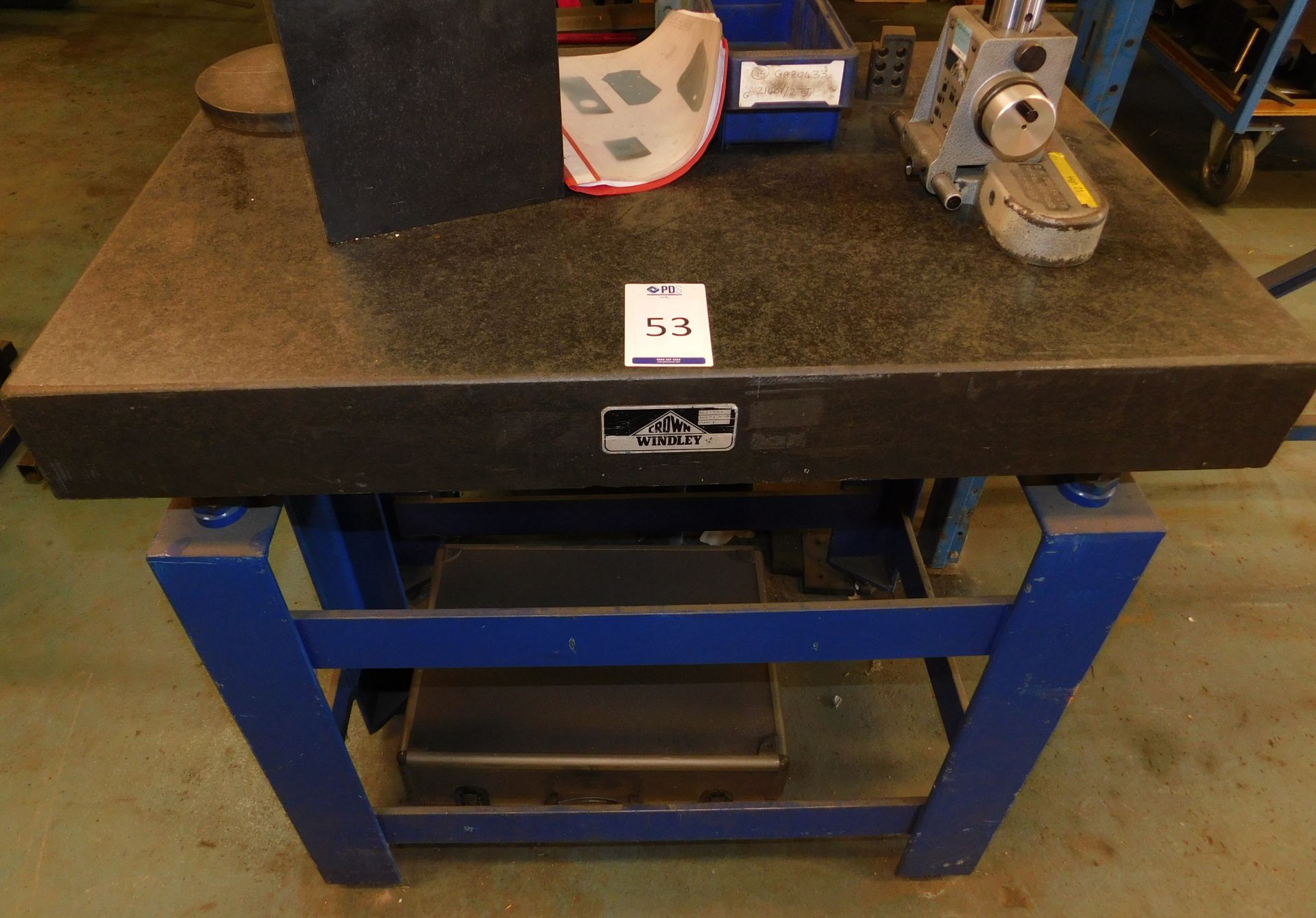 Crown Windley Grade 1 Granite Surface Table 3' x 2', Serial Number 52283, on Metal Stand (