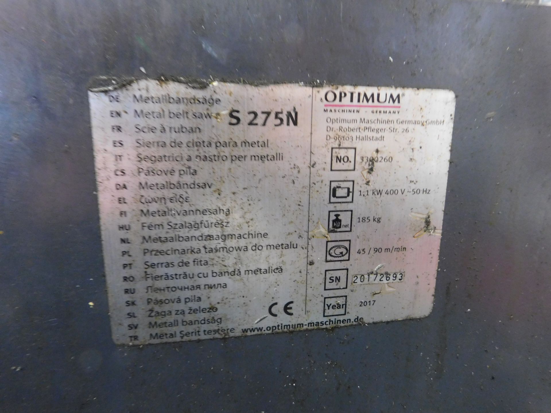 Optimum HSS Bi-Metal M42 Horizontal Powered Hacksaw (Location: Kettering - See General Notes for - Image 3 of 4