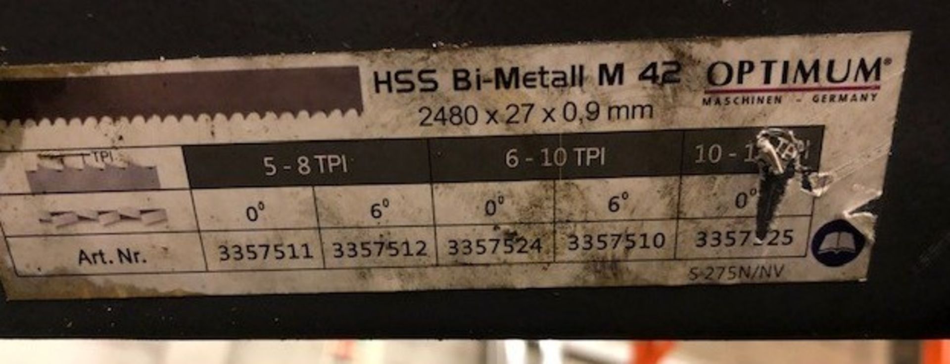 Optimum HSS Bi-Metal M42 Horizontal Powered Hacksaw (Location: Kettering - See General Notes for - Bild 4 aus 4