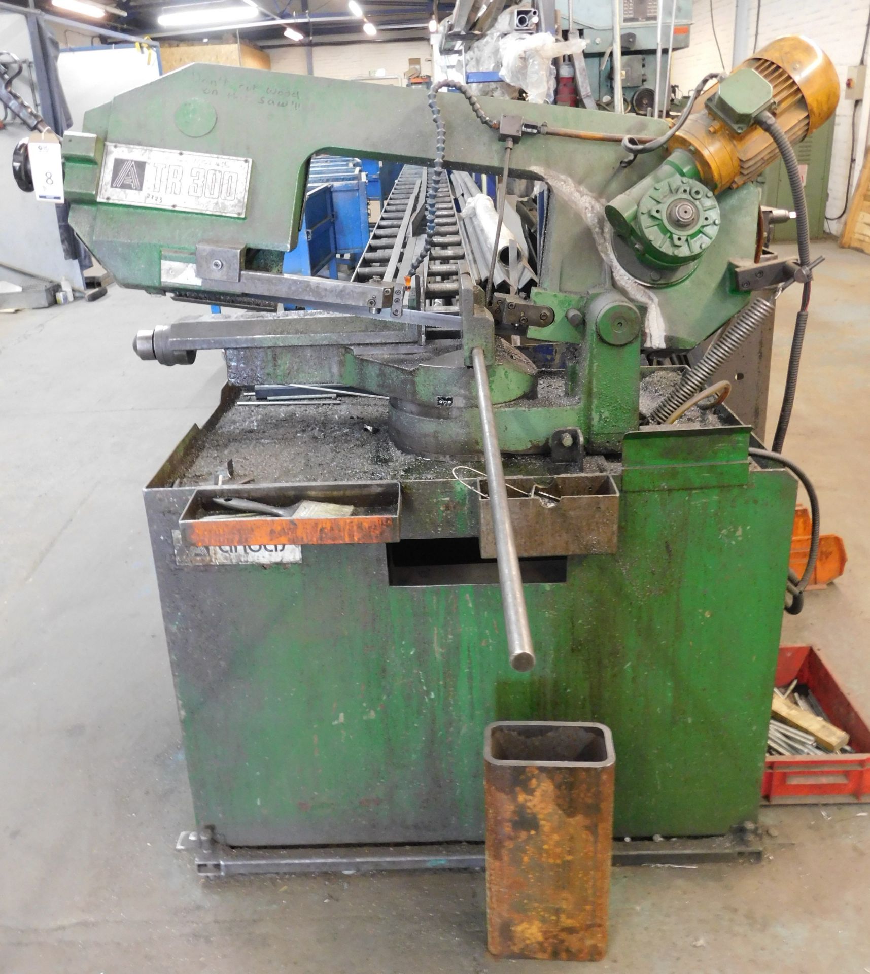 R300 Horizontal Bandsaw (repair to body), Serial Number 168212, with Conveyor Feed (approx 22’) &