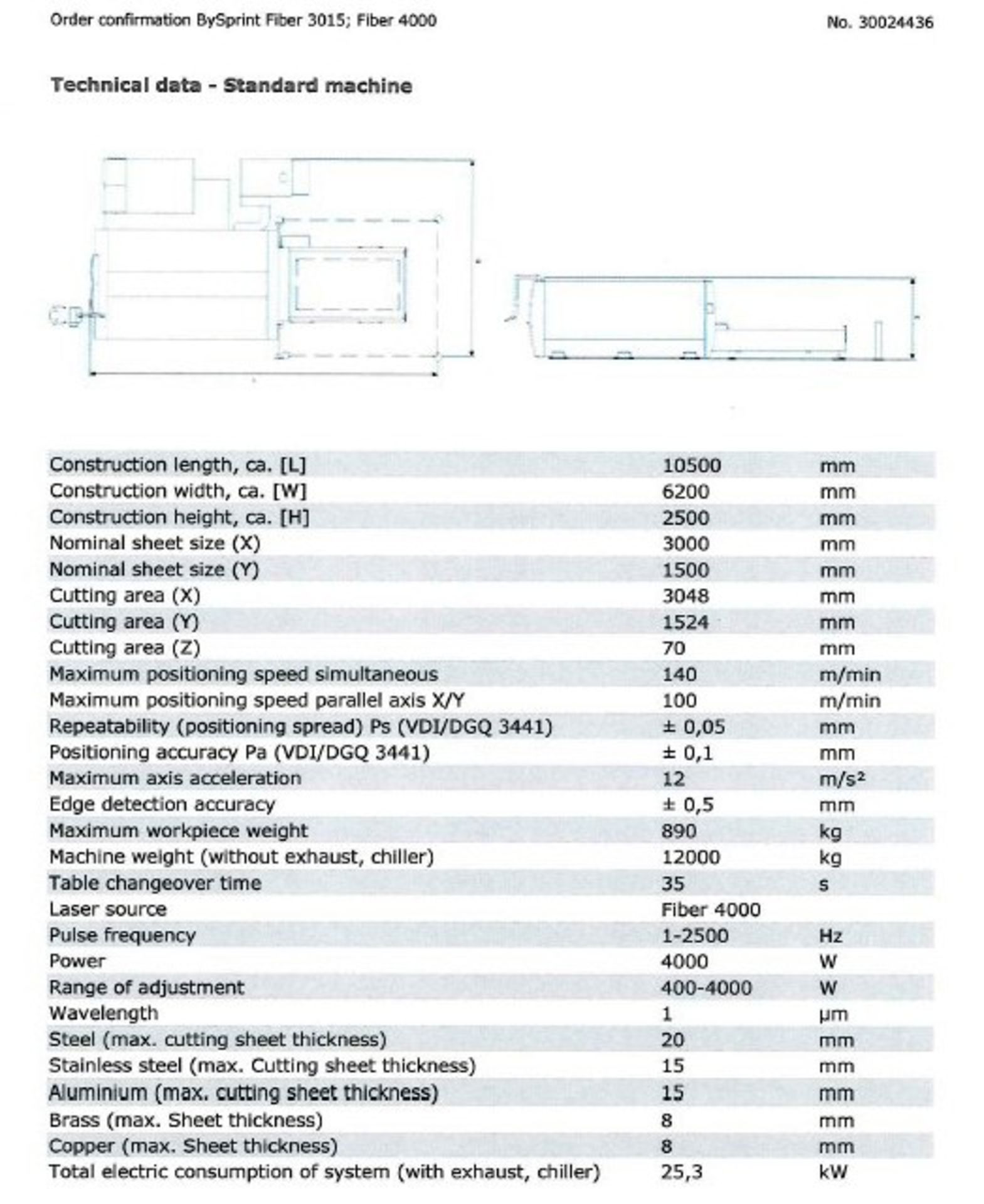 Bystronic BySprint 3015; Fiber 4000 4KW Laser Cutter (2015), 14,570 hours Serial Number 10069577, - Bild 5 aus 16