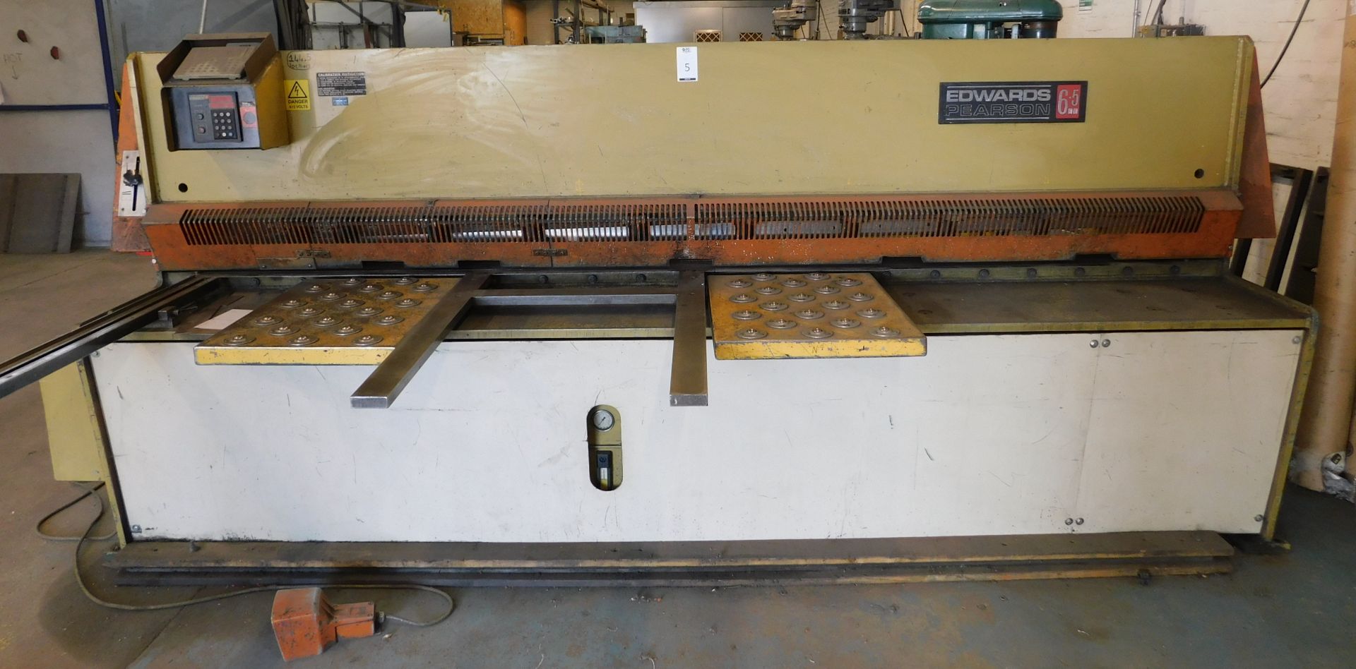 Edwards Pearson Model GM 6.5mm x 3080 Hydraulic Guillotine, Serial Number 90G351 with Swissax DRO (