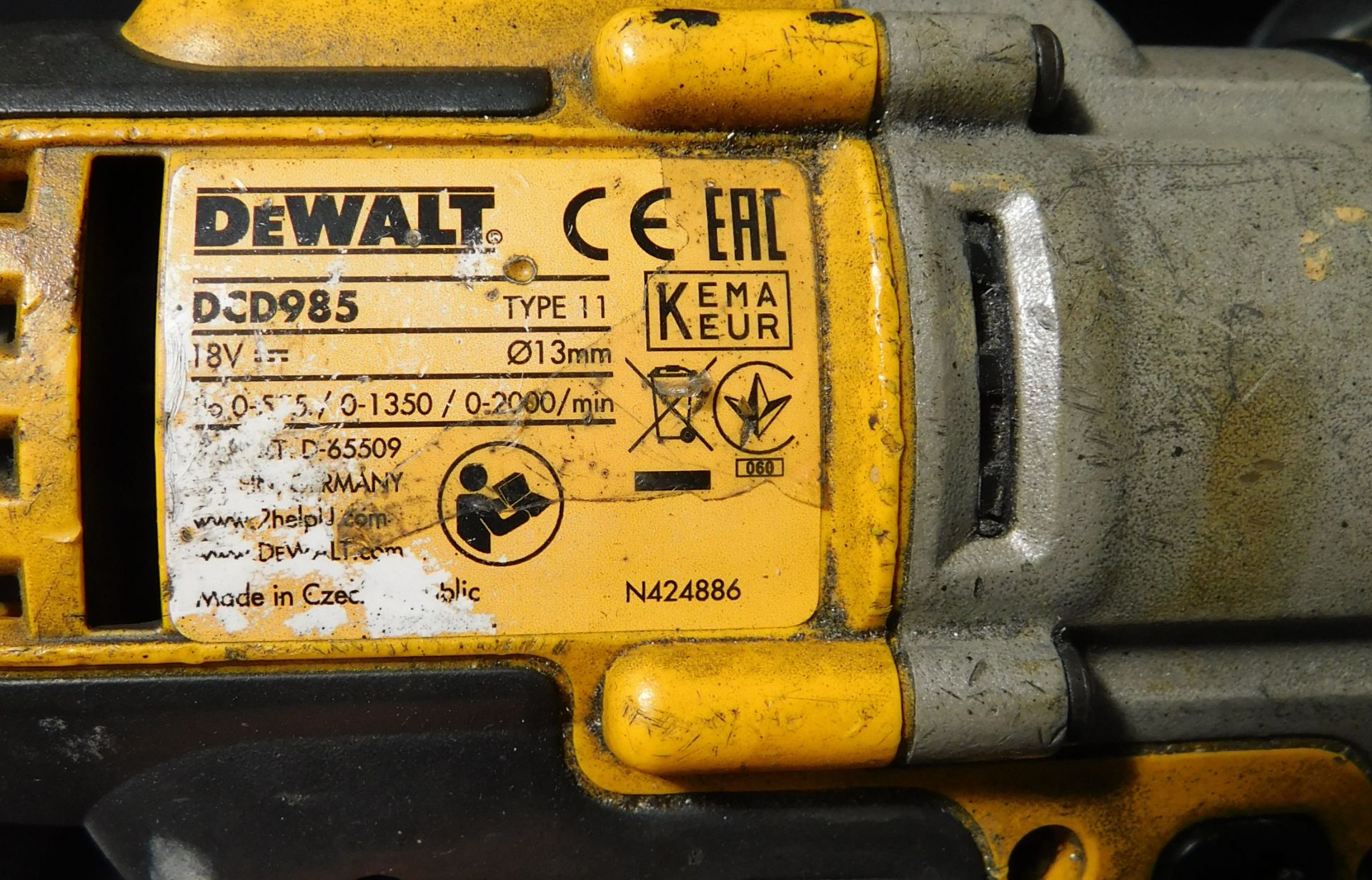 Dewalt DCD985 Drill, 18v with Battery, no Charger & Quantity of Drill Bits (Location: Kettering - - Image 3 of 6