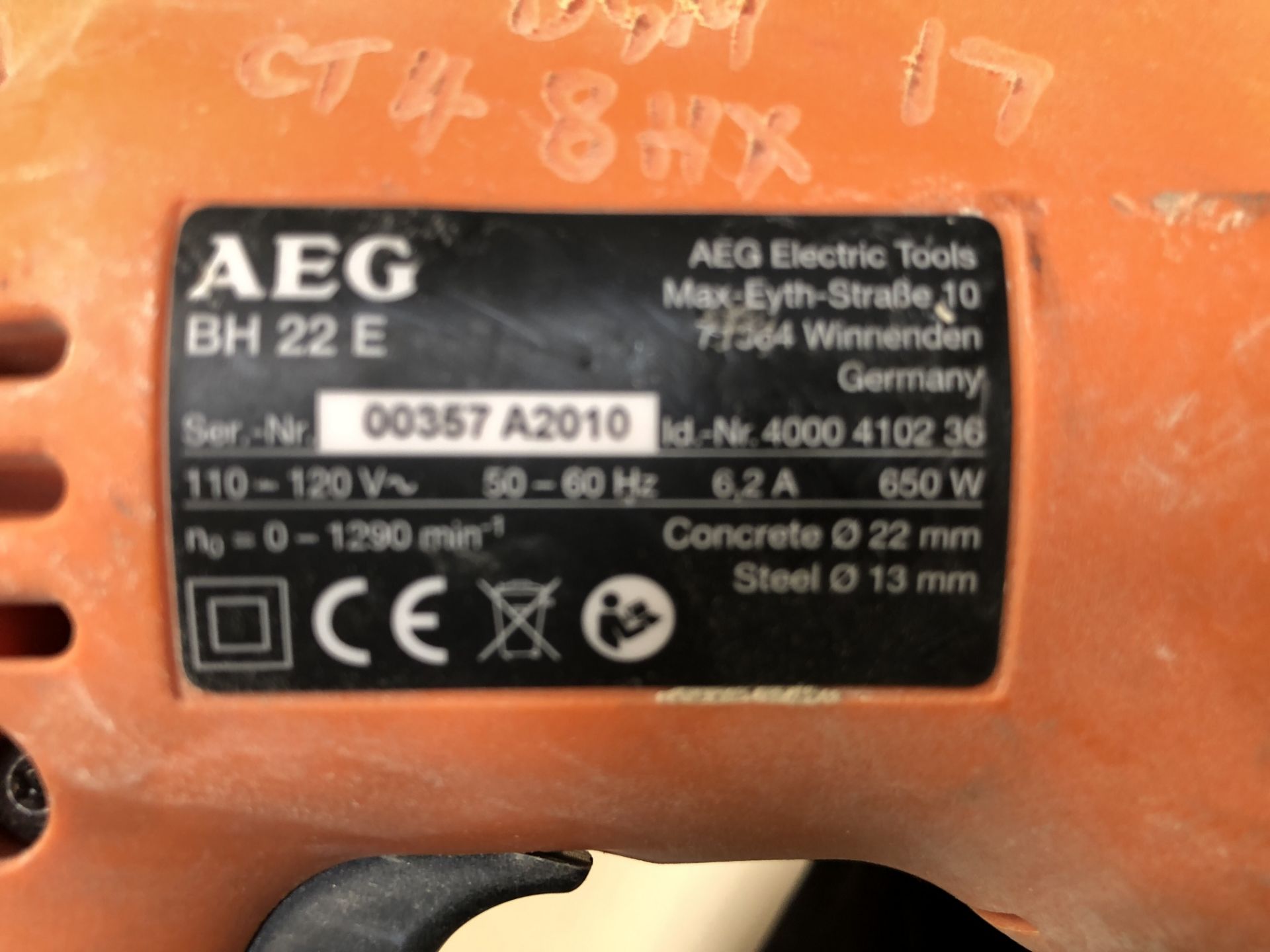 AEG BH 22 E Hammer Drill, 110v (Location: Brentwood. Please Refer to General Notes) - Image 2 of 2