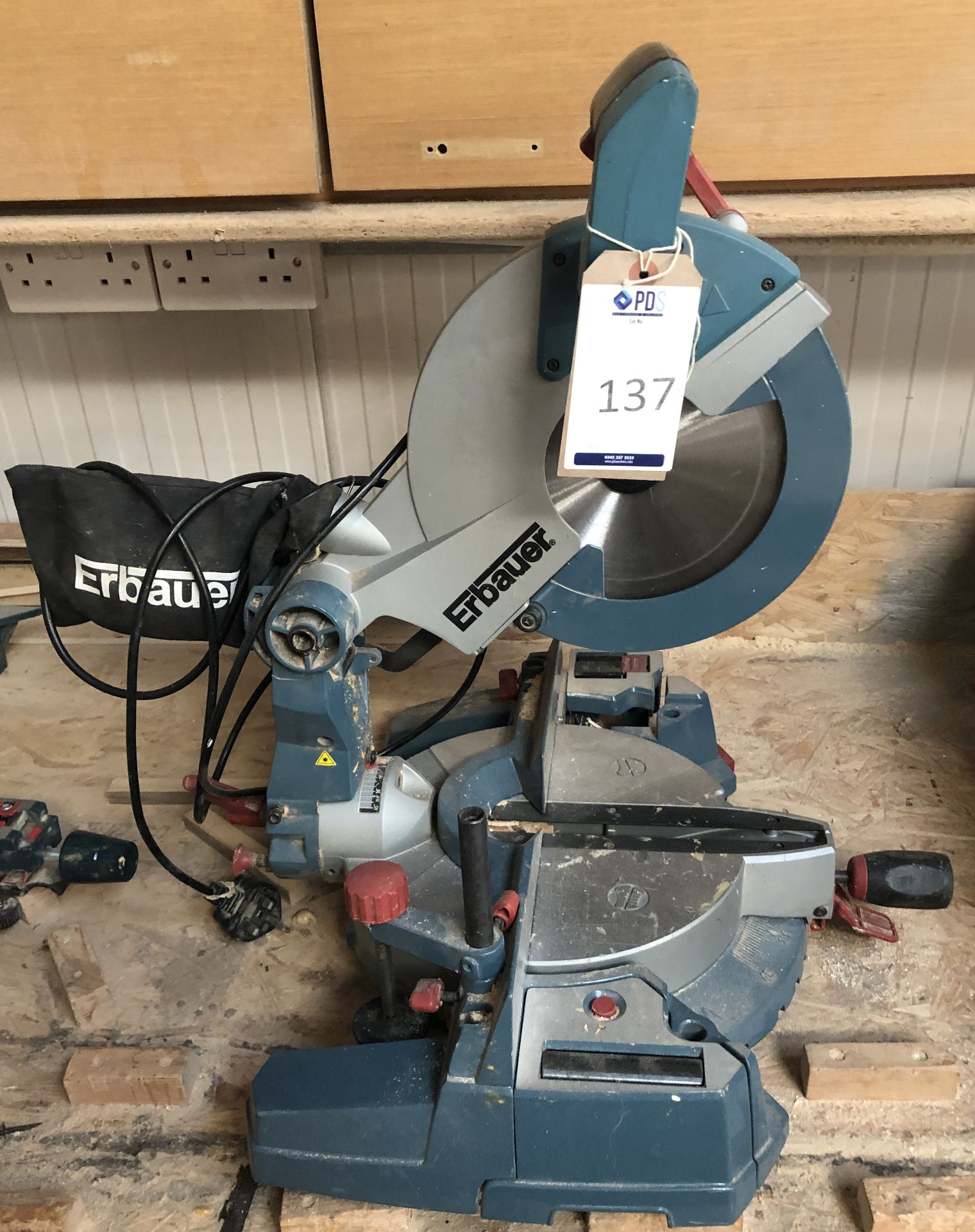 Erbauer Type ERB 608MSW Compound Mitre Saw, Serial Number 15W11, 240v (Location: Bognor Regis.