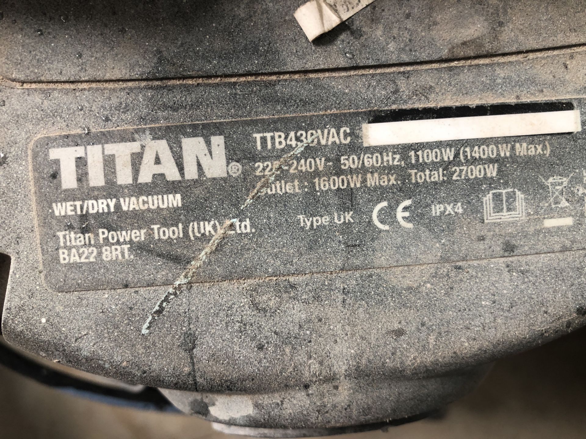 Titan TTB430VAC Cylinder Vacuum (Location: Bognor Regis. Please Refer to General Notes) - Image 2 of 2