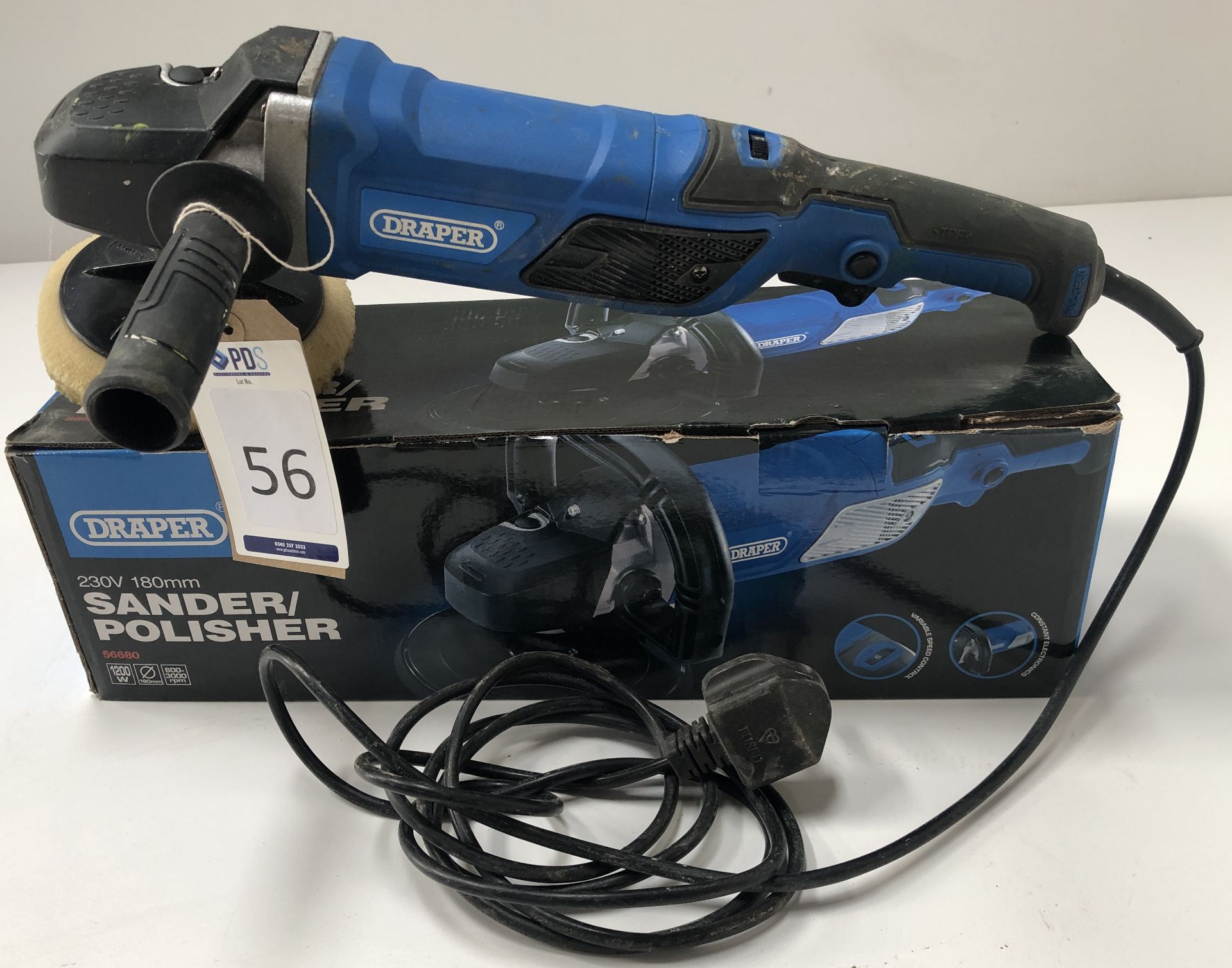 Draper 180mm Sander/Polisher, 230v (Location: Brentwood. Please Refer to General Notes)