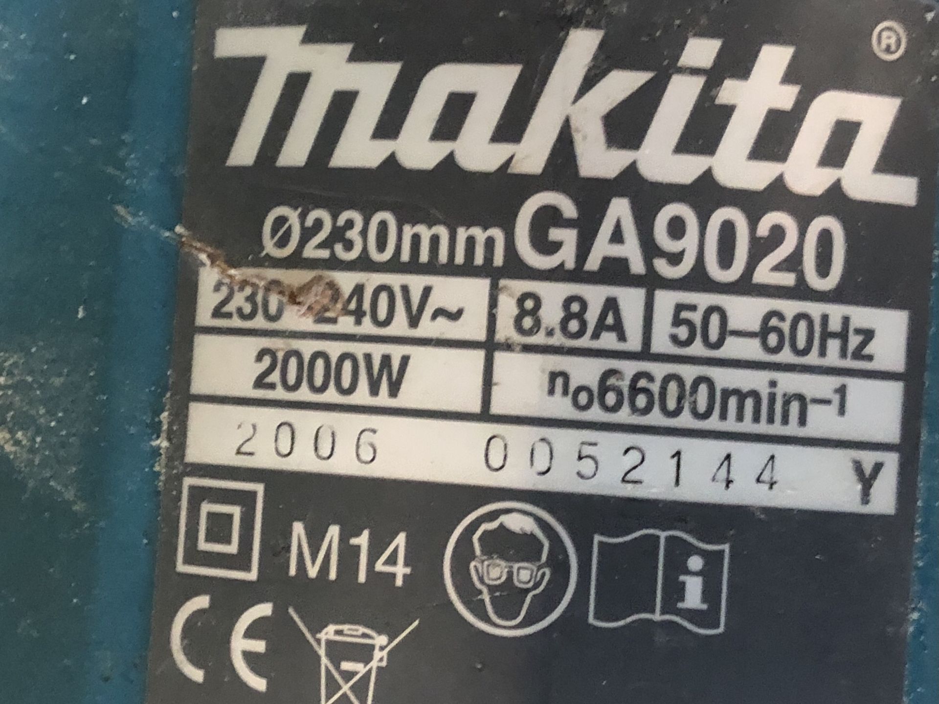 Makita GA9020 Angle Grinder/Cutter, Serial Number 0052144, 240v. (Location: Bognor Regis. Please - Image 2 of 2