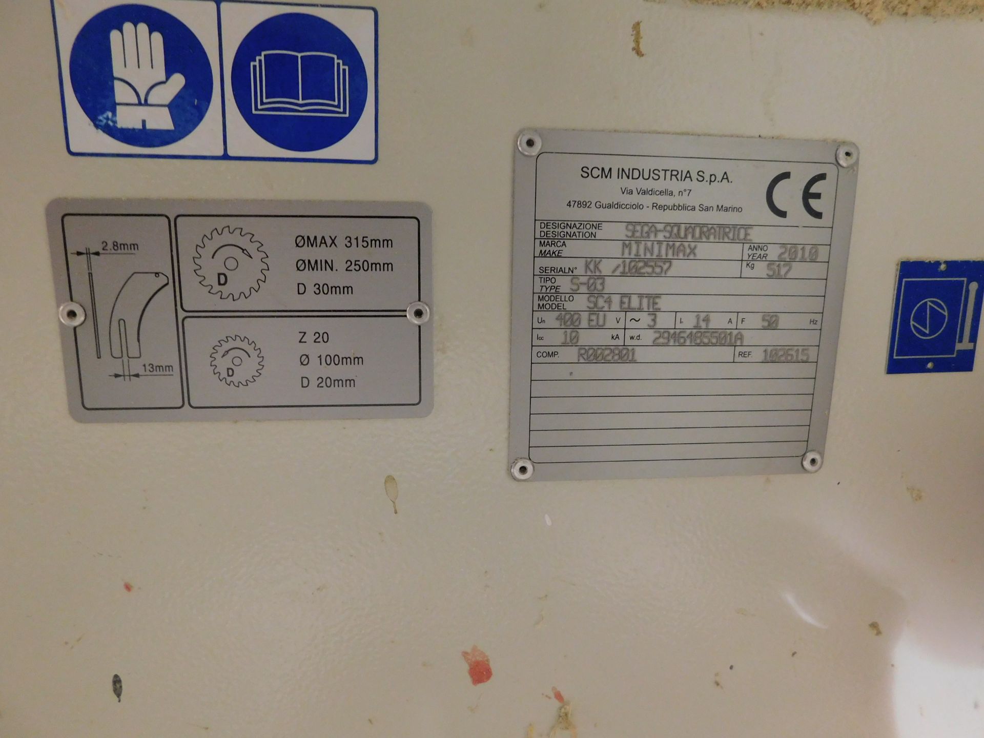 SCM MiniMax SC4 Elite Table Saw (2010), Serial Number KK-102557 (Location: Stockport. Please Refer - Image 10 of 11