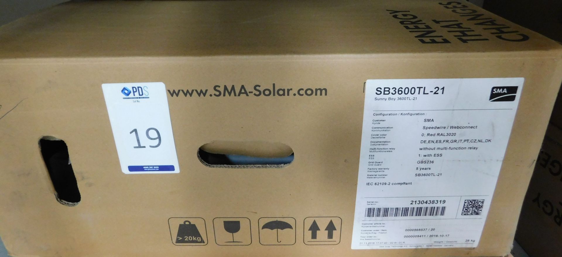 SMA “Sunny Boy” SB3600TL-21 Solar Inverter (New & Boxed) (Location: Brentwood: Please Refer to