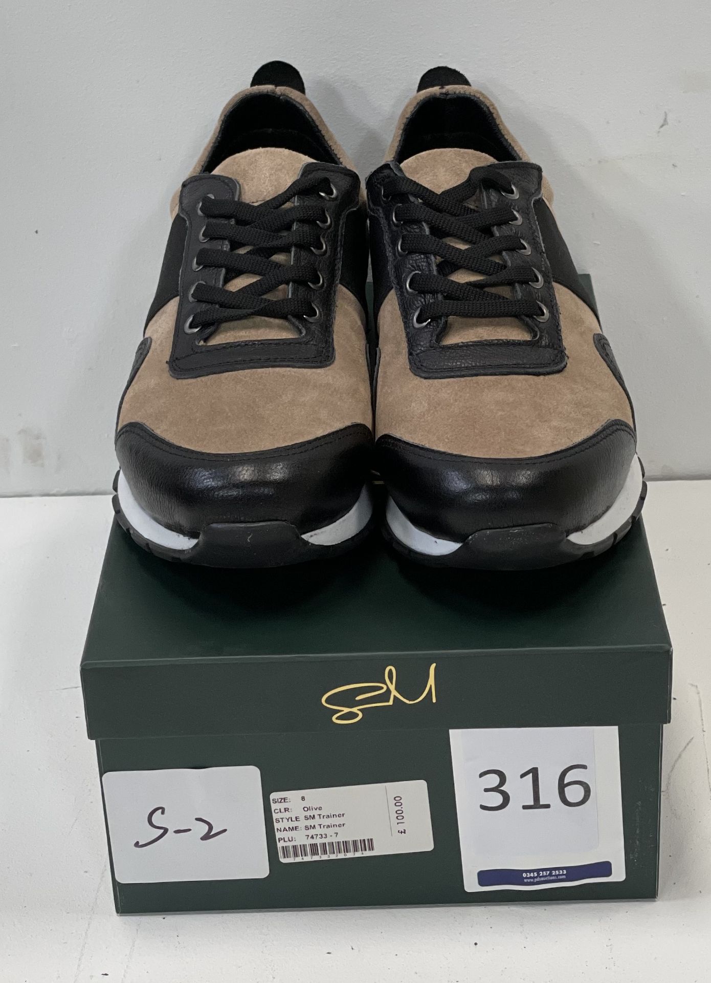 Pair of Silvio Massimo Olive Trainers, Size 8 (Location: Brentwood. Please Refer to General Notes)