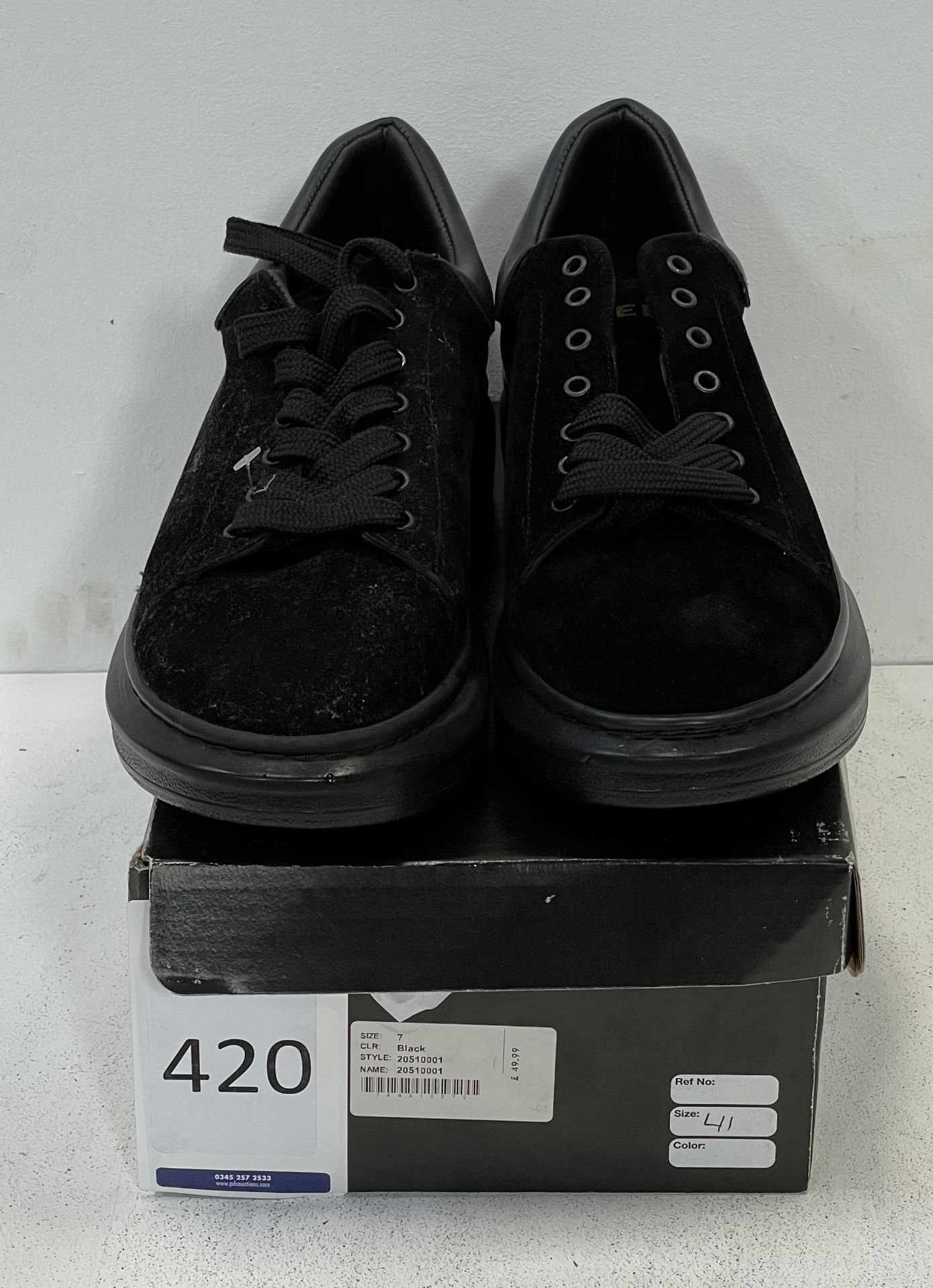 Pair of Breezy Basic Suede Black Trainers, Size 41 (EU) (Location: Brentwood. Please Refer to