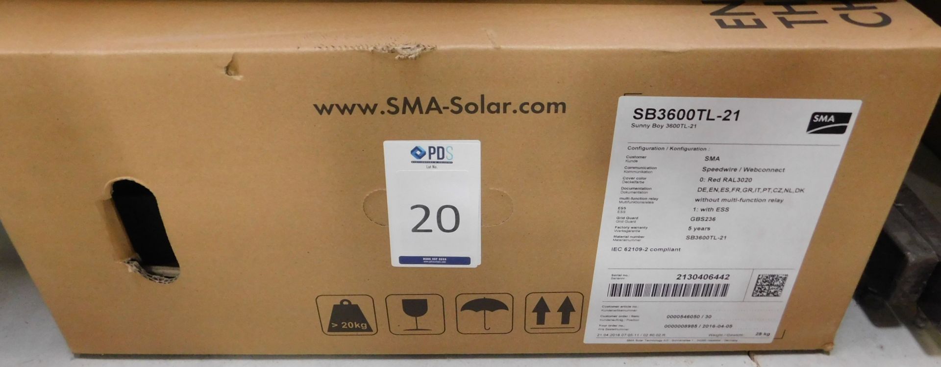 SMA “Sunny Boy” SB3600TL-21 Solar Inverter (New & Boxed) (Location: Brentwood: Please Refer to