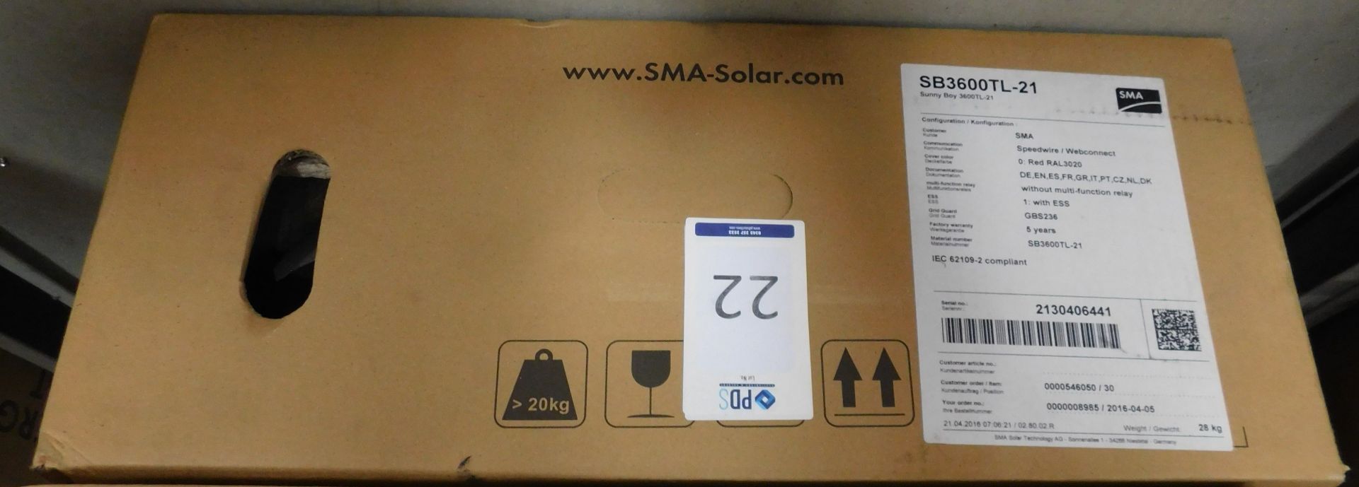 SMA “Sunny Boy” SB3600TL-21 Solar Inverter (New & Boxed) (Location: Brentwood: Please Refer to