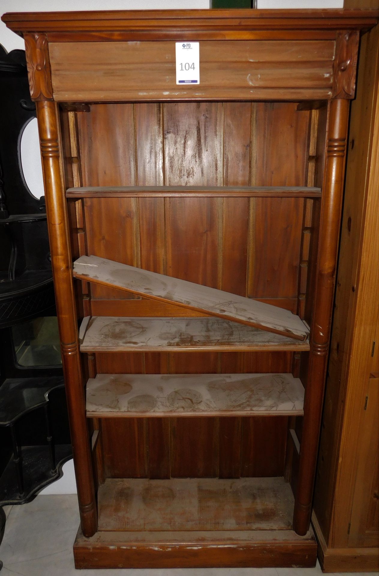 4-Tier Walnut Wood Bookcase, Fitted Single Drawer (Location: Brentwood. Please Refer to General
