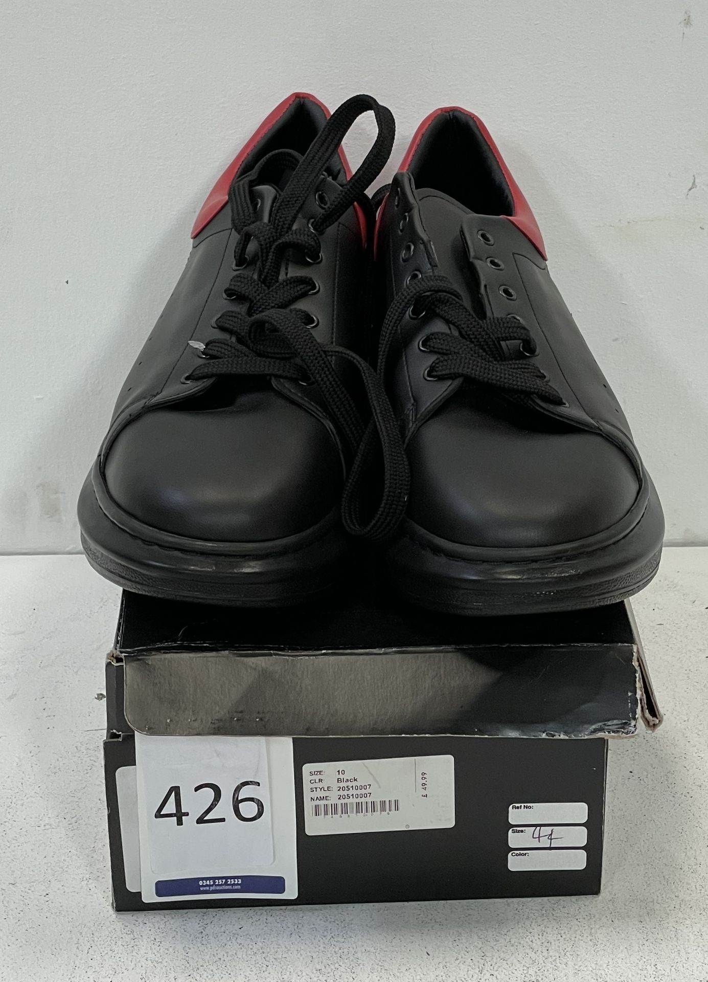 Pair of Breezy Basic Black/Red Trainers, Size 44 (EU) (Location: Brentwood. Please Refer to