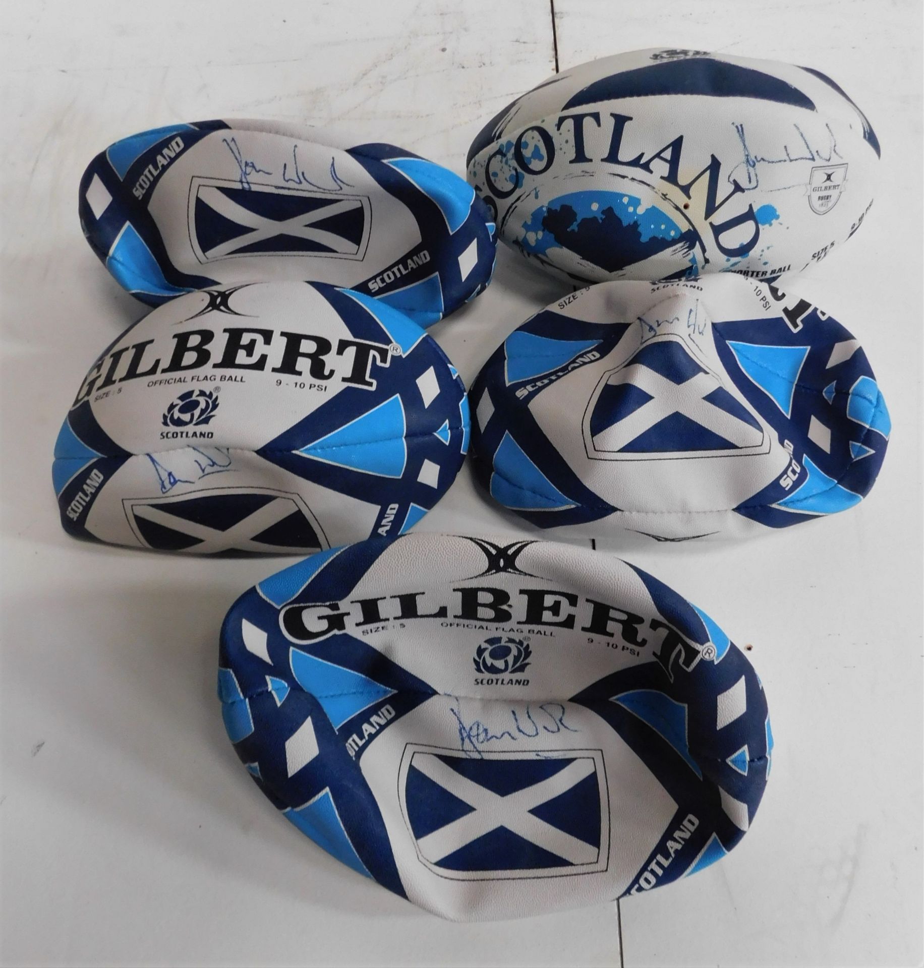 5 Signed Gilbert Scotland Rugby Balls (Located: Brentwood. Please Refer to General Notes)