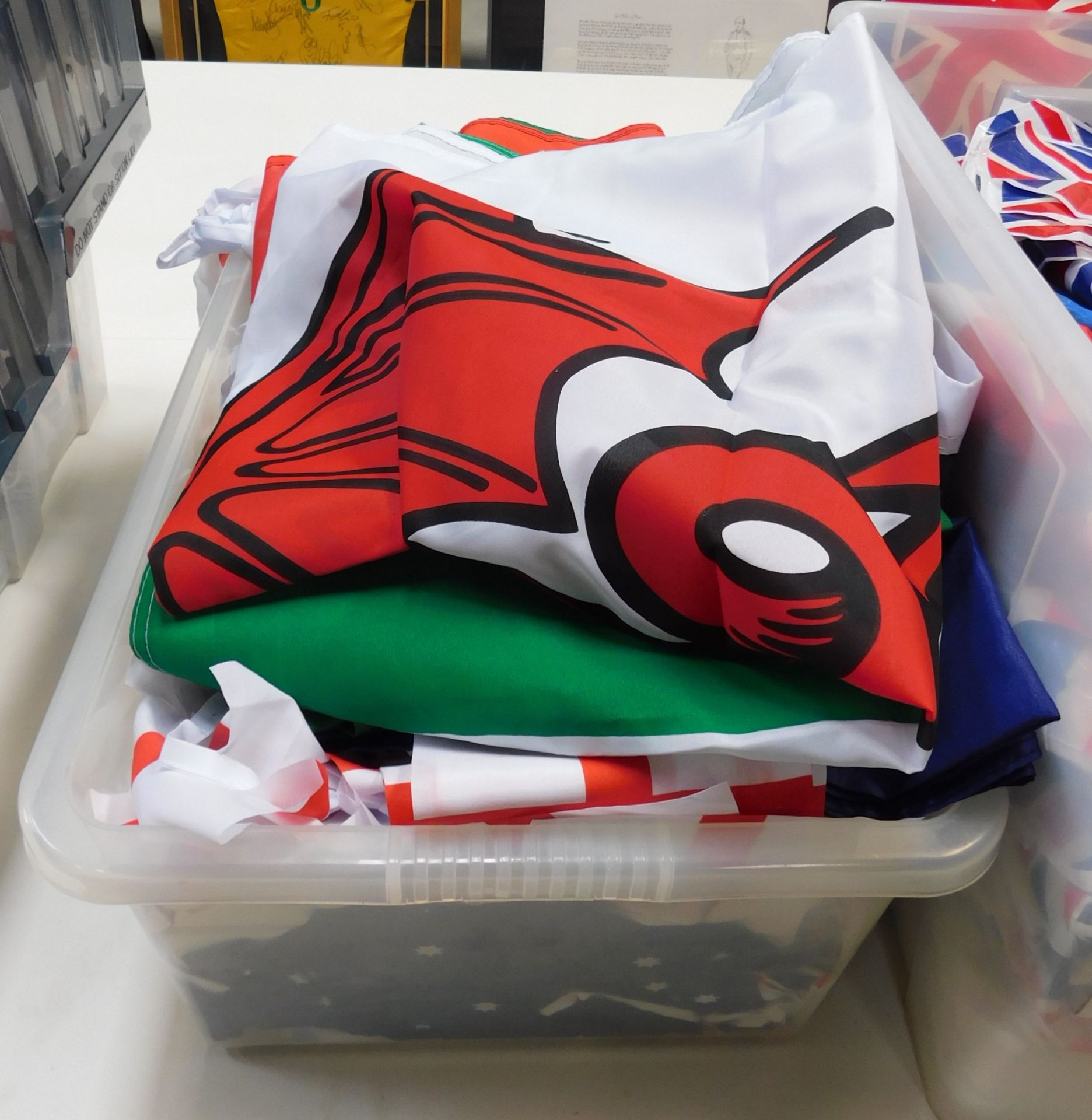 Quantity of Various Flags & Bunting with Quantity of Mini Gilbert Rugby Balls (Excluding Crate) ( - Image 2 of 3