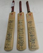 Three Signed Double Wicket World Championship West Indies April 2013 Cricket Bats (Located: