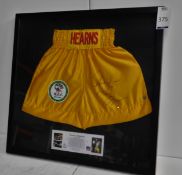 Framed & Signed Tommy “The Hitman” Hearns Boxing Trunks with Allstar Authenticity Certification (