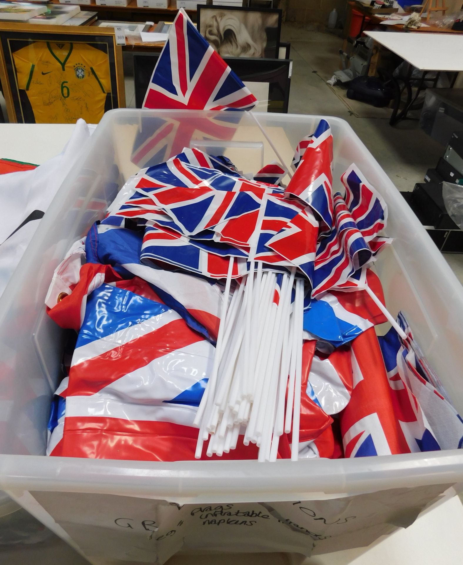 Quantity of Various Flags & Bunting with Quantity of Mini Gilbert Rugby Balls (Excluding Crate) ( - Image 3 of 3