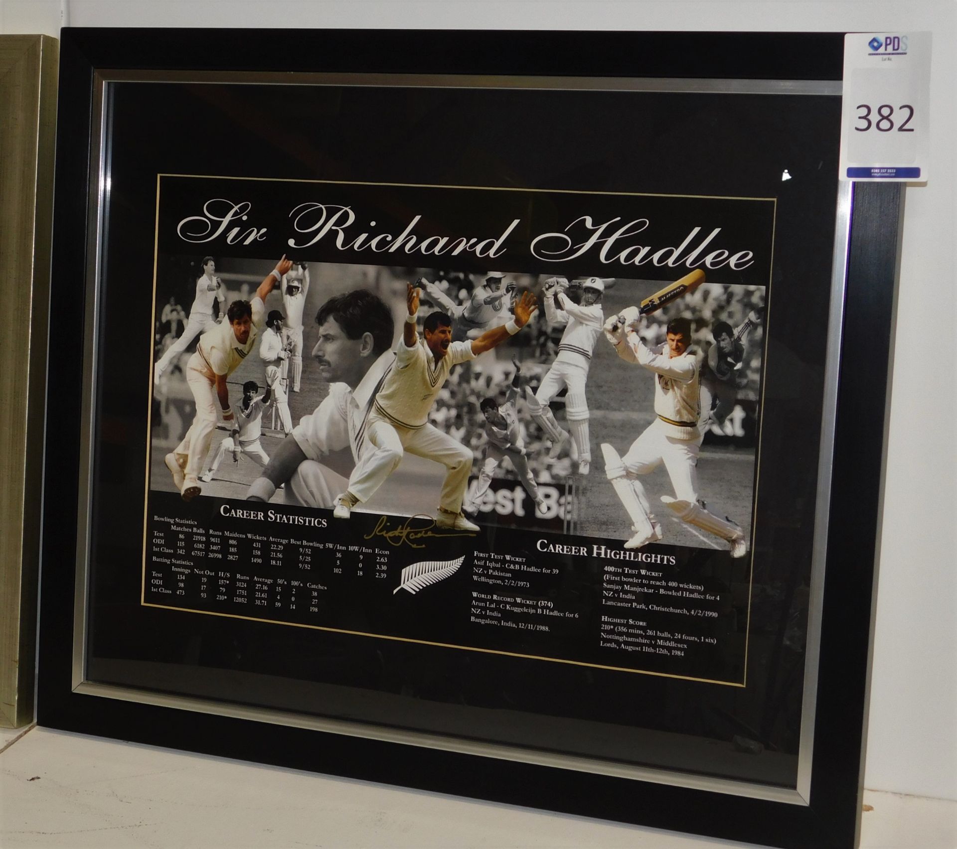 Framed & Signed Limited Edition Print (126/500) Sir Richard Hadlee  (Overall size: 57cm x 67cm)