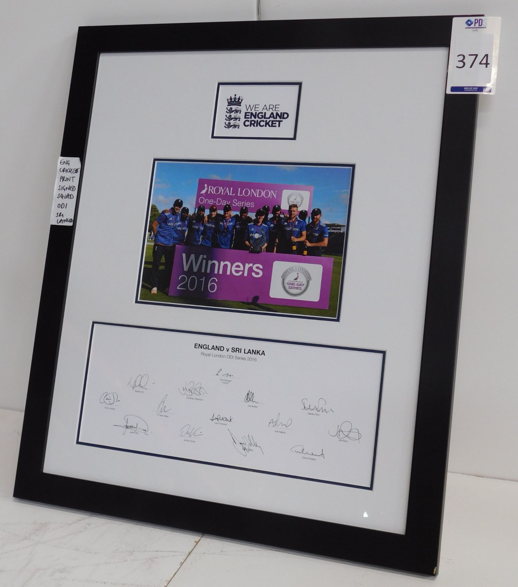 Framed & Signed England vs Sri Lanka ODI 2016 Print Signed by England Squad (Overall size: 200cm x